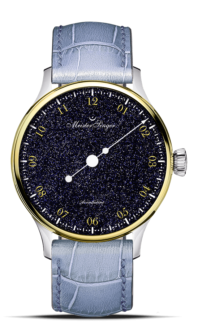 meistersinger-pangaea-aventurine-einzeiger-armbanduhr-mit-goldl-nette image 1