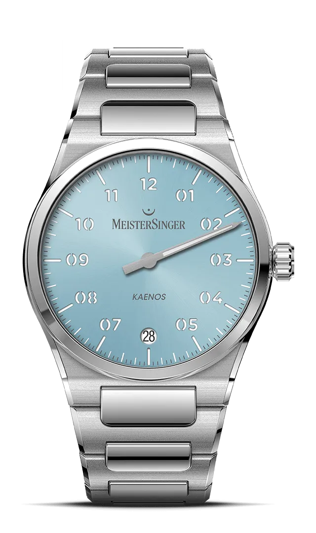 meistersinger-kaenos-einzeiger-armbanduhr-sonnenschliff-eisblau image 1