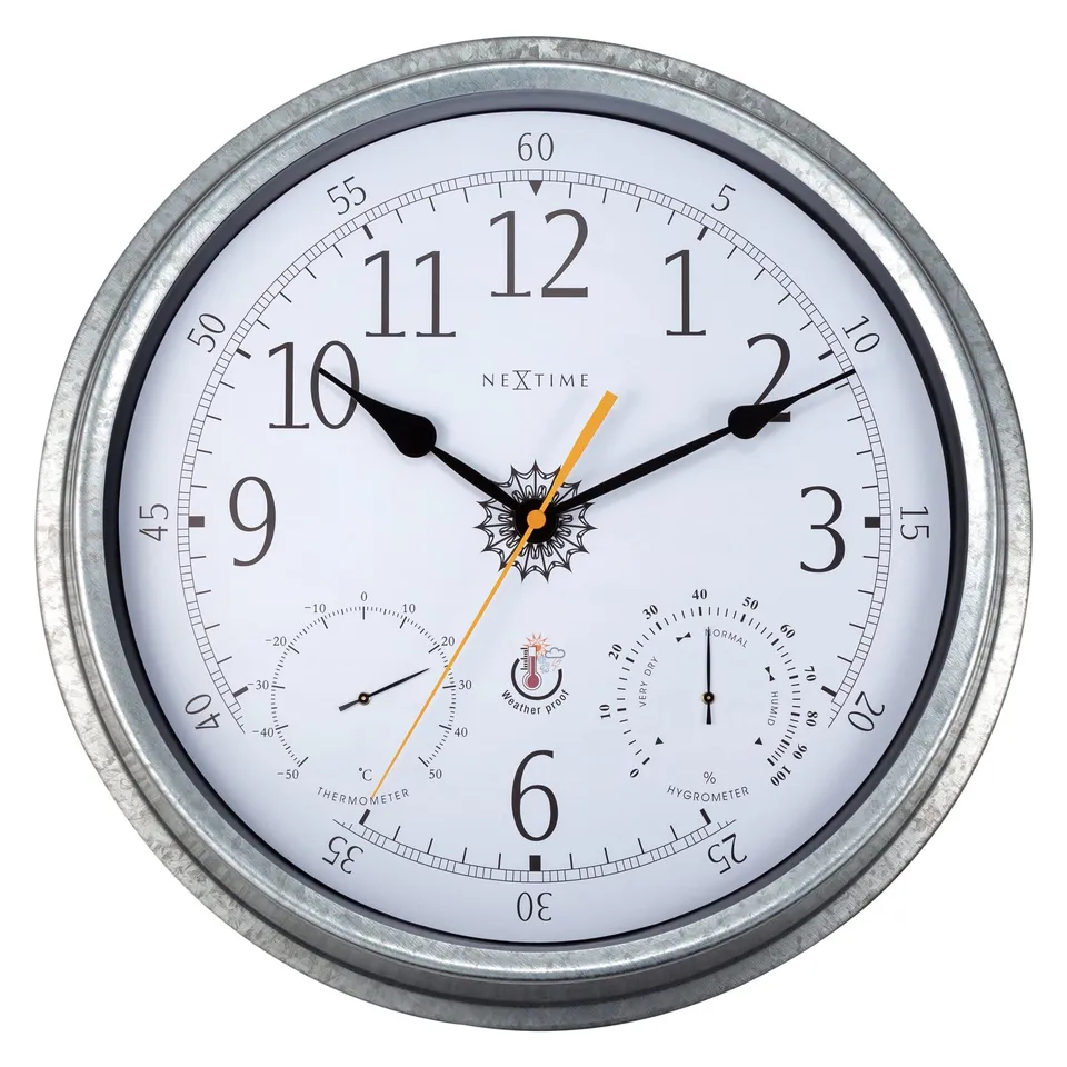 nextime-tulip-outdoor-wetterstation-40-5-cm-metall-galvanized-wanduhr-mit-temper image 1
