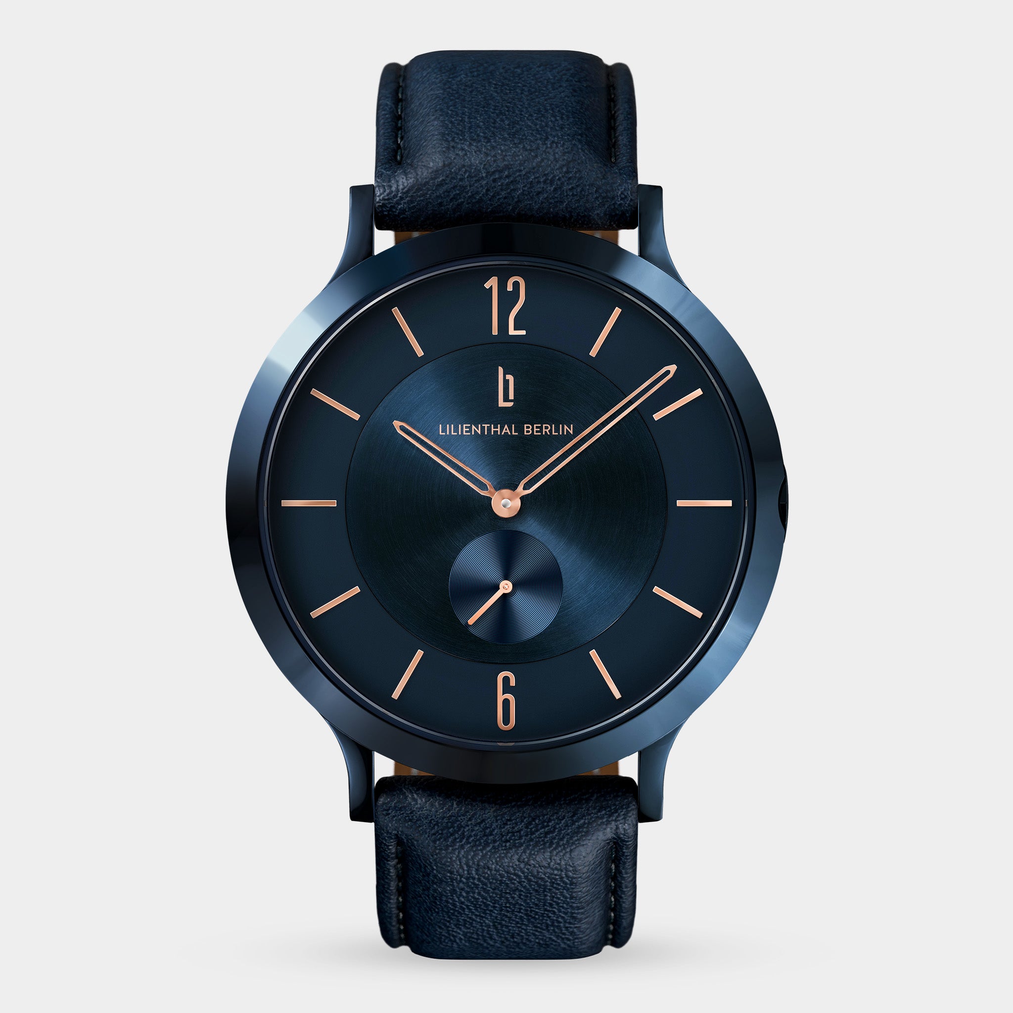 lilienthal-berlin-the-classic-armbanduhr-blue-rose-gold image 1