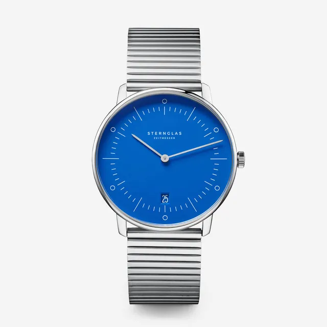 sternglas-naos-edition-bauhaus-ii-armbanduhr-38-mm-blau-edelstahl-poliert image 1
