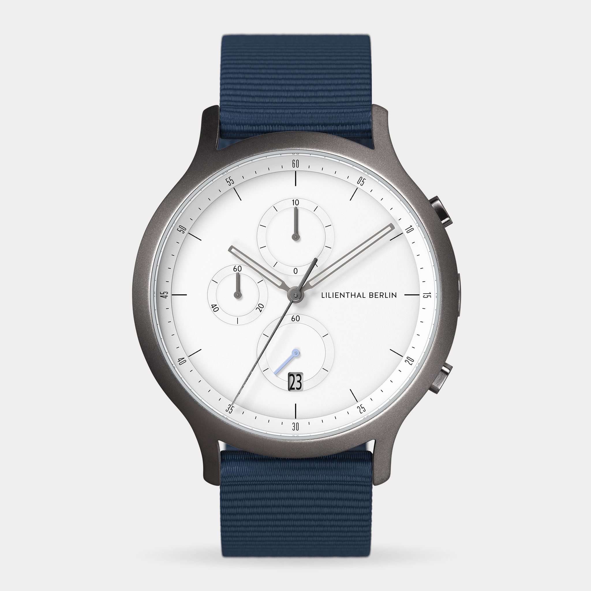 lilienthal-berlin-chronograph-dark-silver-white-recyceltes-pet-armband image 1