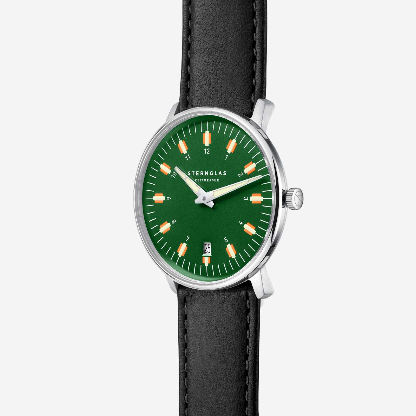 sternglas-egor-herrenuhr-dunkelgr-n-38-mm-leder image 3