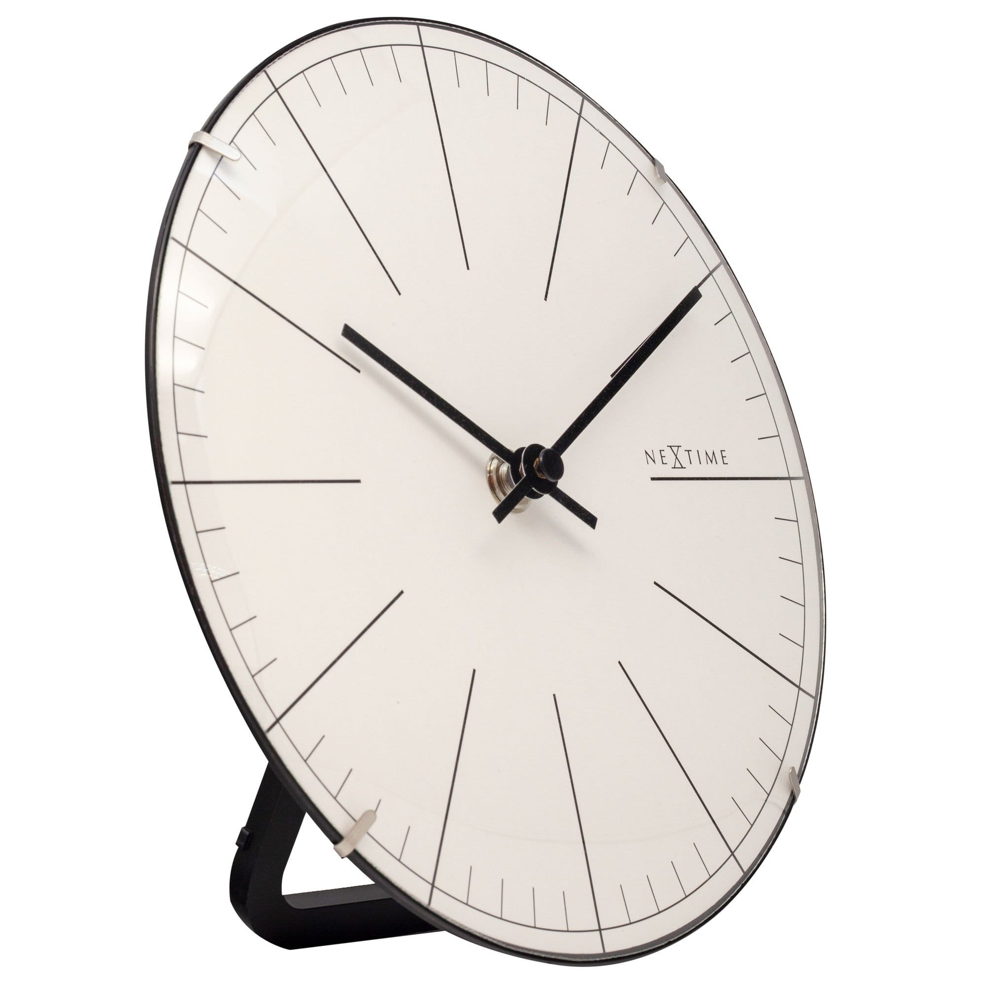 nextime-big-stripe-mini-dome-tisch-und-wanduhr-20-cm-glas-schwarz-wei image 2