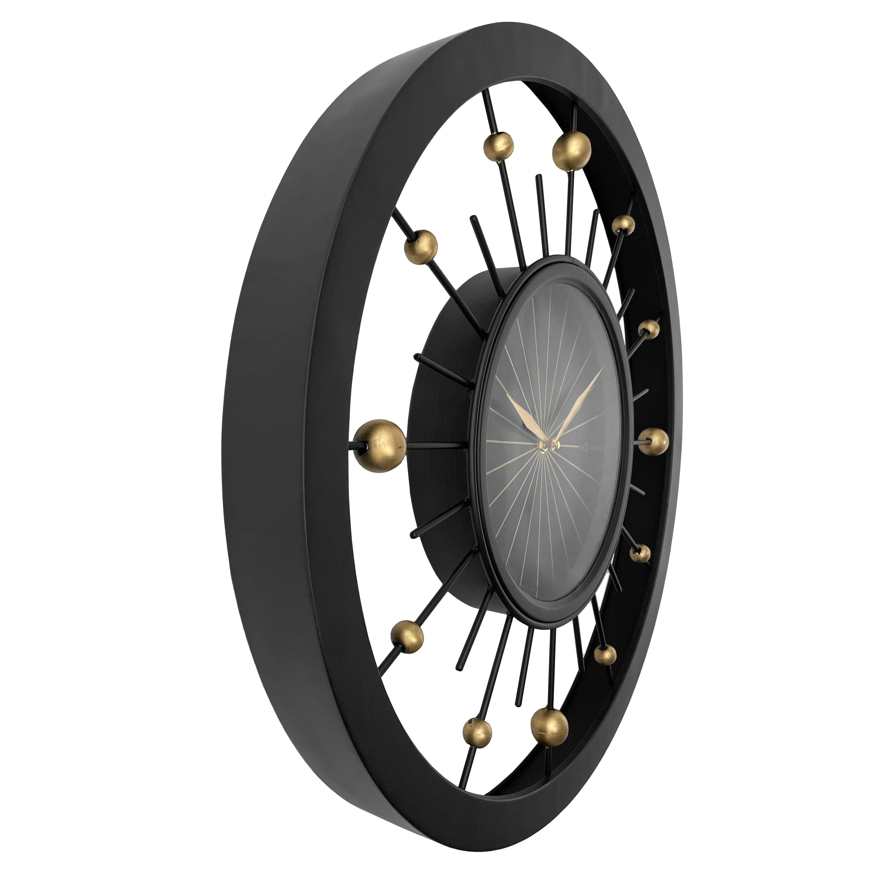 nextime-orbit-wanduhr-60-cm-leise-schwarz-metall-mit-goldenen-details image 2