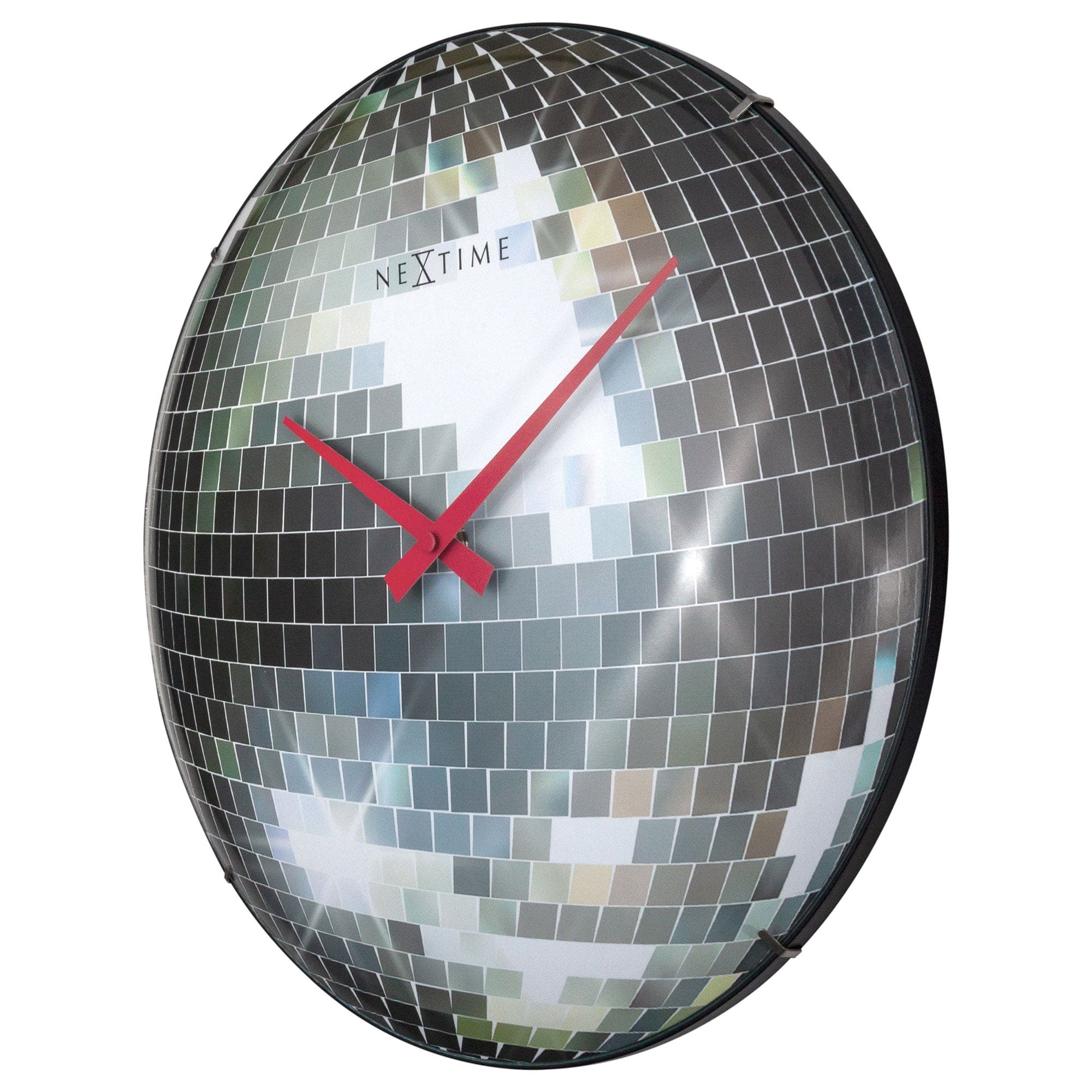 nextime-disco-ball-wanduhr-35cm-lautlos-dome-glas-silber image 6