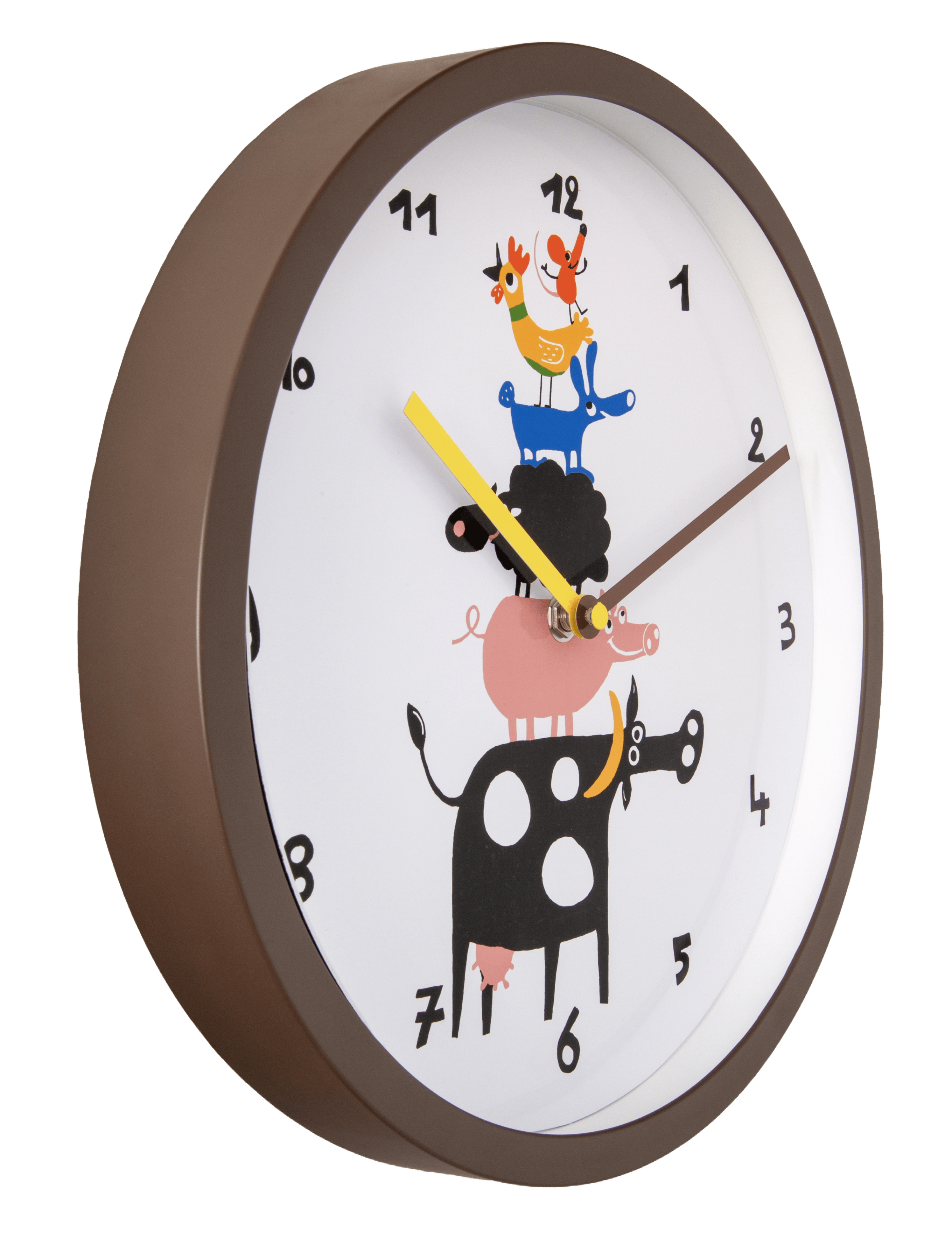 nextime-farmtime-kinder-wanduhr-30-cm-braun-wei-bauernhof image 2