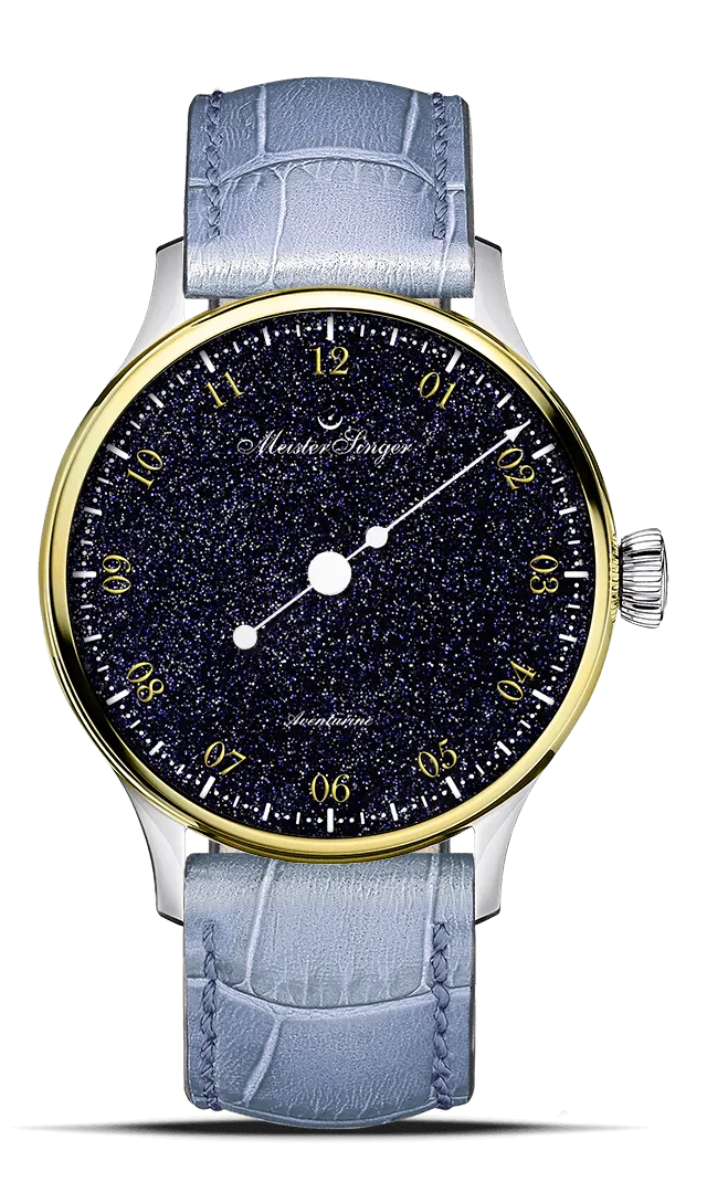 meistersinger-pangaea-aventurine-einzeiger-armbanduhr-mit-goldl-nette image 1