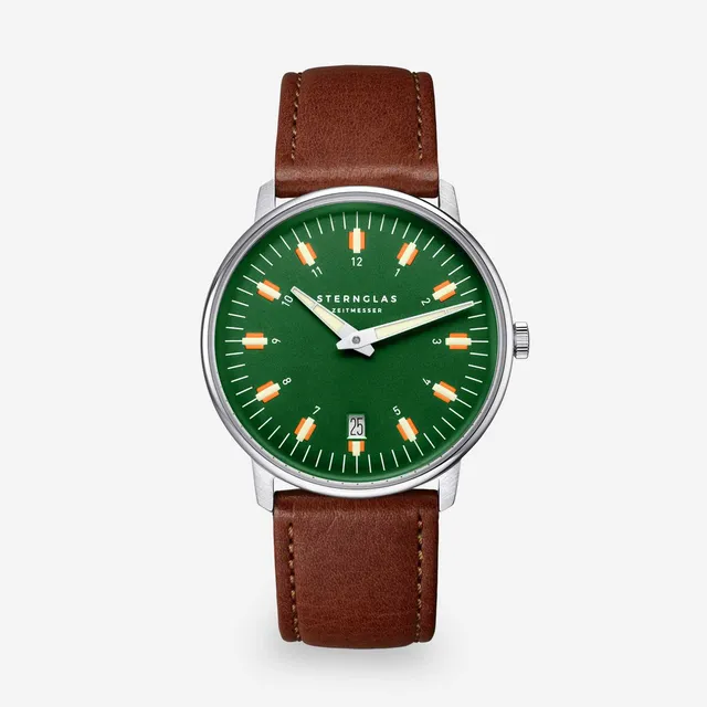 sternglas-egor-herrenuhr-dunkelgr-n-38-mm-leder image 1