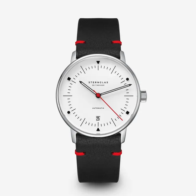 sternglas-naos-automatik-edition-bauhaus-x-rot-armbanduhr-38-mm-leder image 1