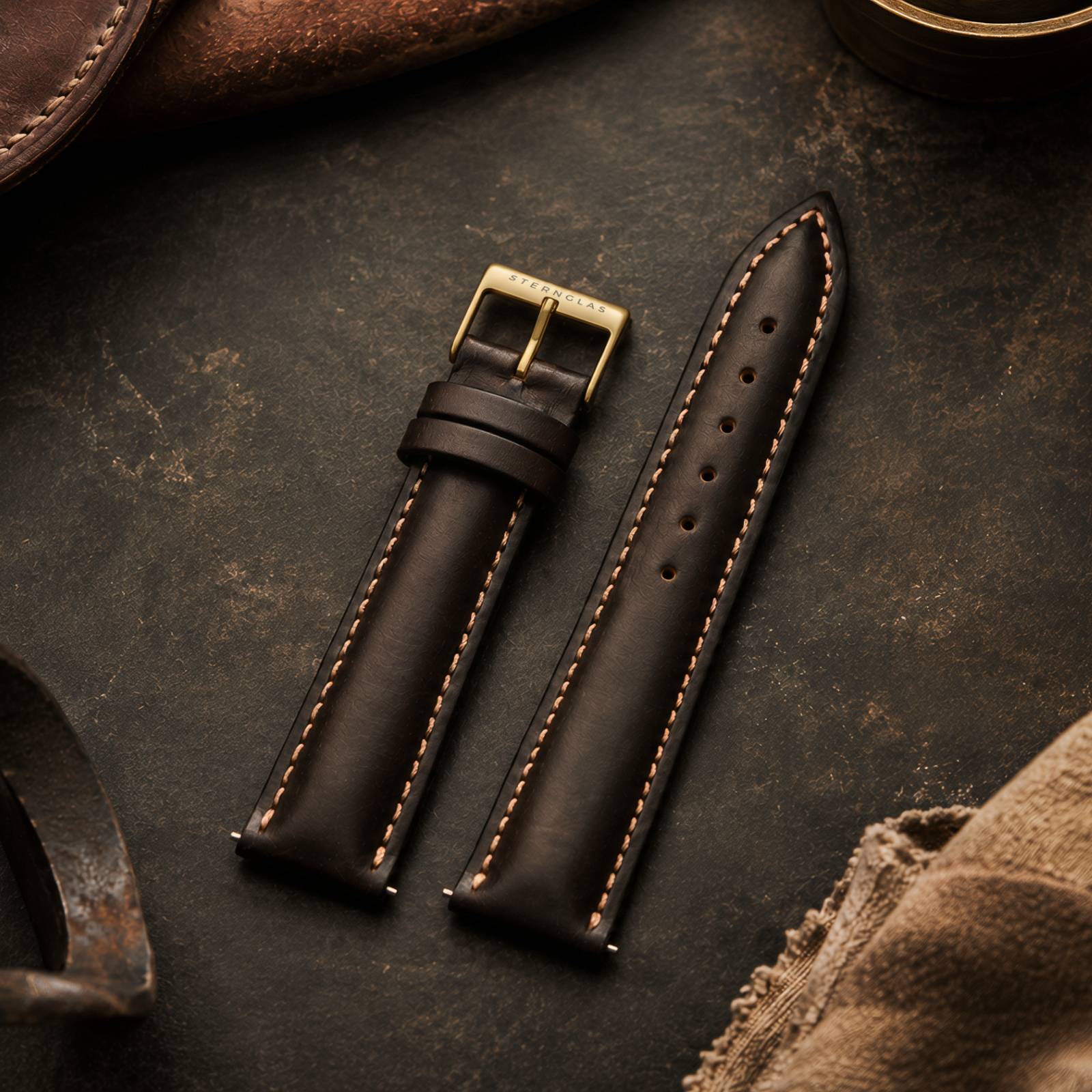 sternglas-bridle-20-dunkelbraun-lederarmband-20-mm-englisches-bridle-leder image 3