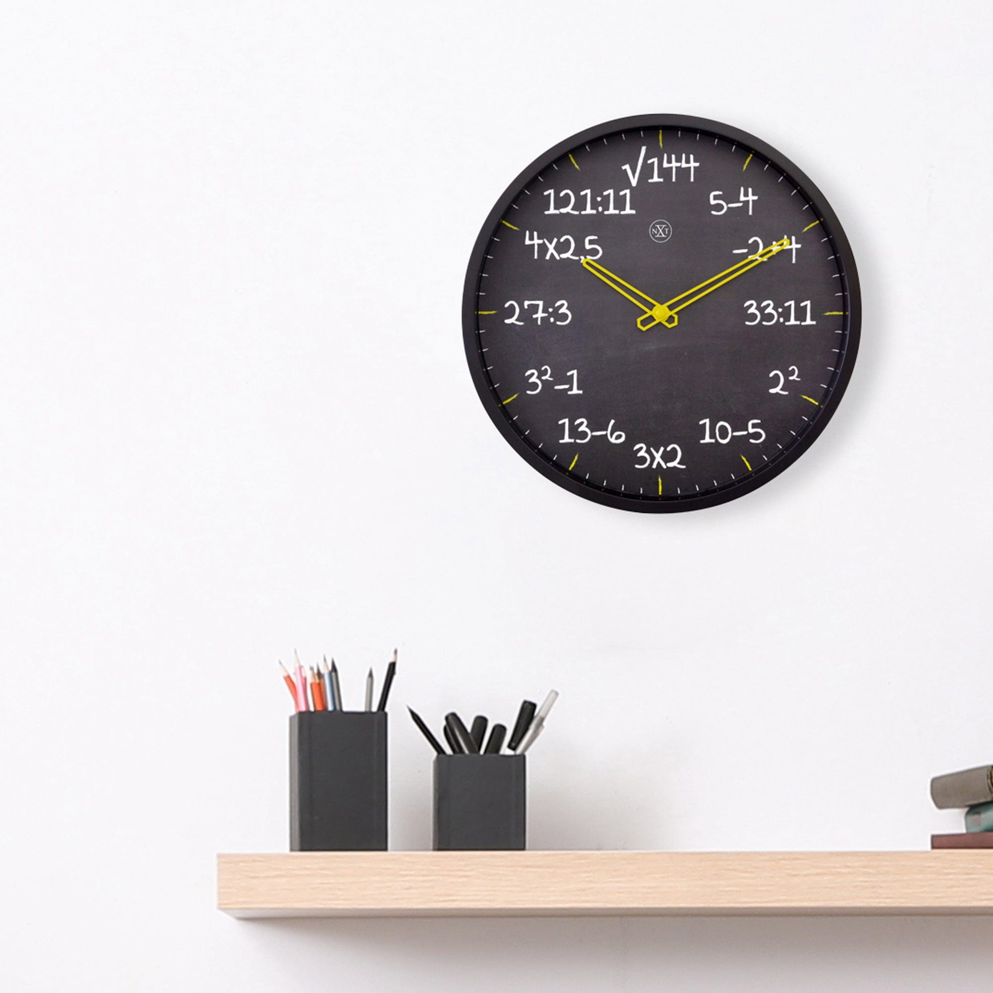 nextime-maths-wanduhr-30-cm-lautlos-kunststoff-schwarz image 3