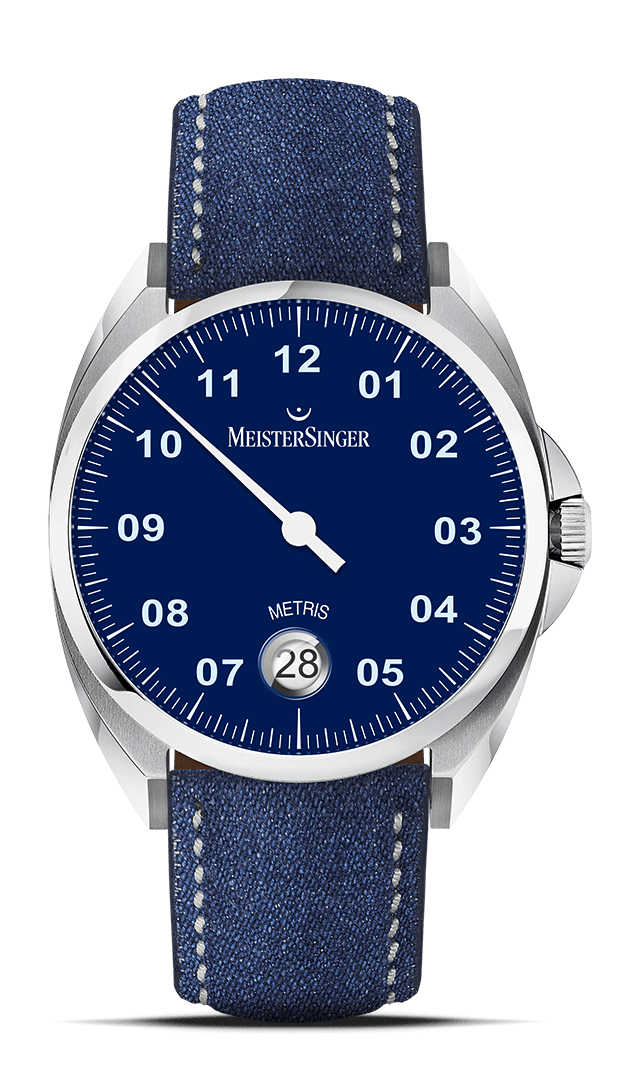 meistersinger-metris-einzeigeruhr-blau image 1