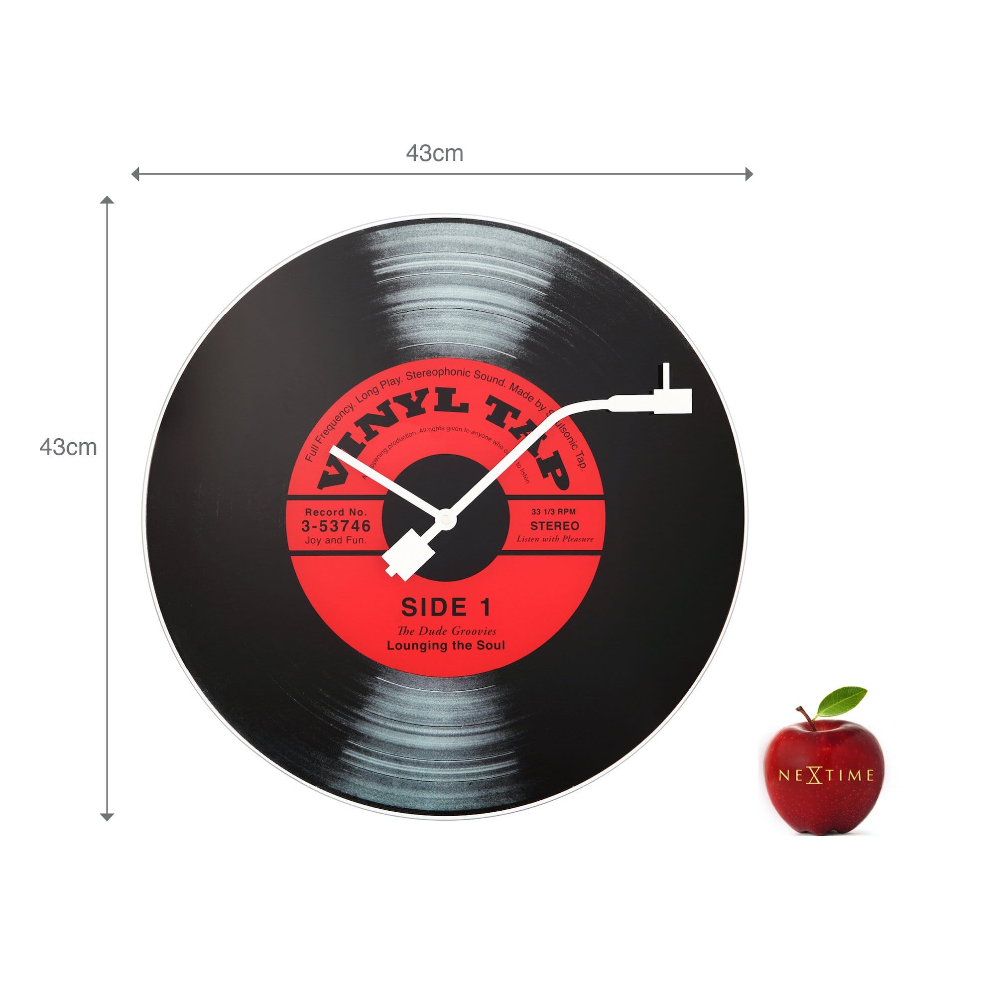 nextime-vinyl-tap-wanduhr-43-cm-lautlos-glas-lp-design-schwarz image 5