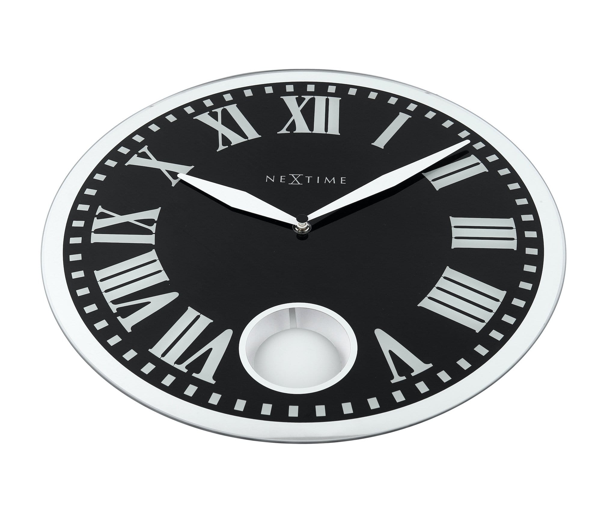 nextime-romana-wanduhr-glas-43-cm-mit-pendel-schwarz-altwei image 4