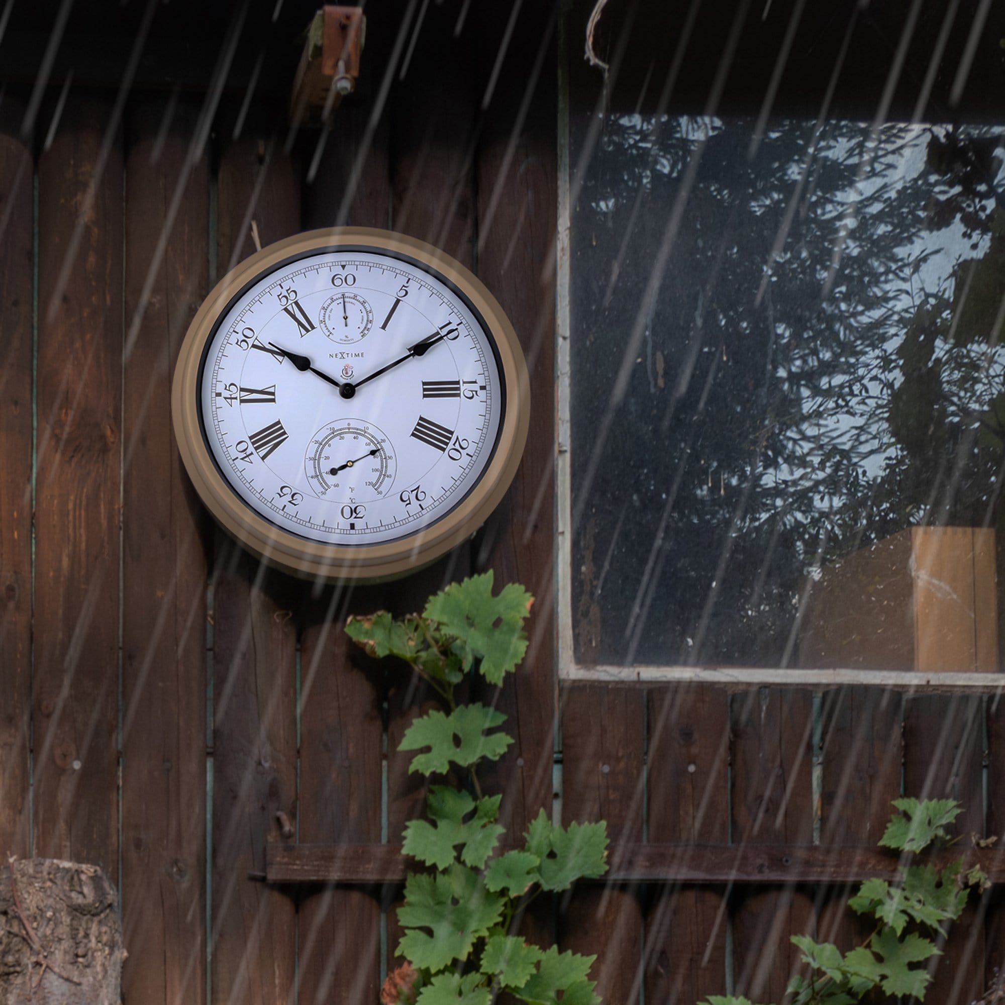 nextime-hyacinth-garten-wanduhr-40-5-cm-metall-wetterfest-mit-temperatur-und-luf image 6