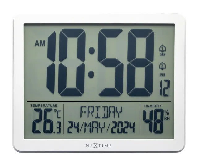 nextime-oneforall-digitale-tisch-wanduhr-17-3x14x2-7cm-funk-wetterstation-abs-we image 1
