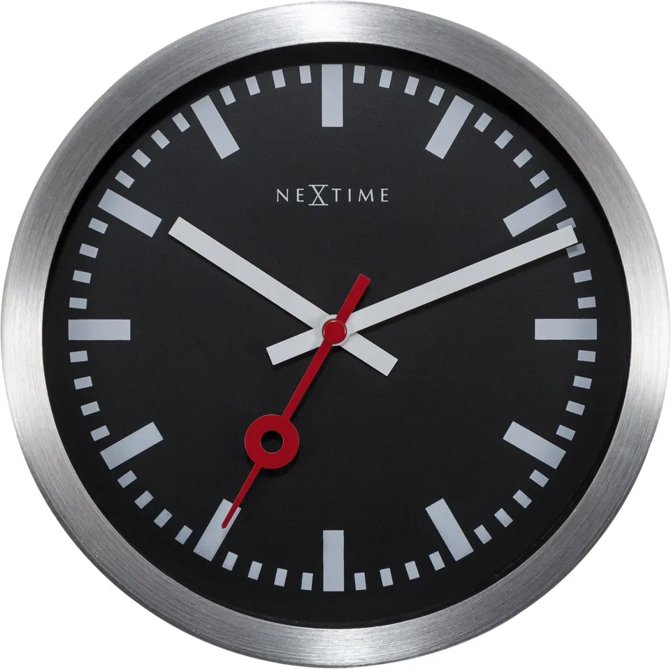 nextime-station-stripe-wanduhr-tischuhr-19-cm-aluminium-schwarz image 1