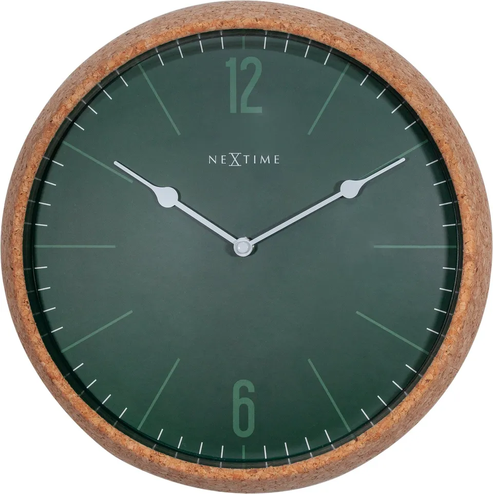 nextime-cork-wanduhr-30-cm-kork-glas-lautlos image 1