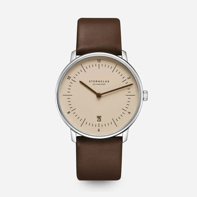 sternglas-naos-sandbraun-38-mm-quarzuhr-leder-unisex image 1