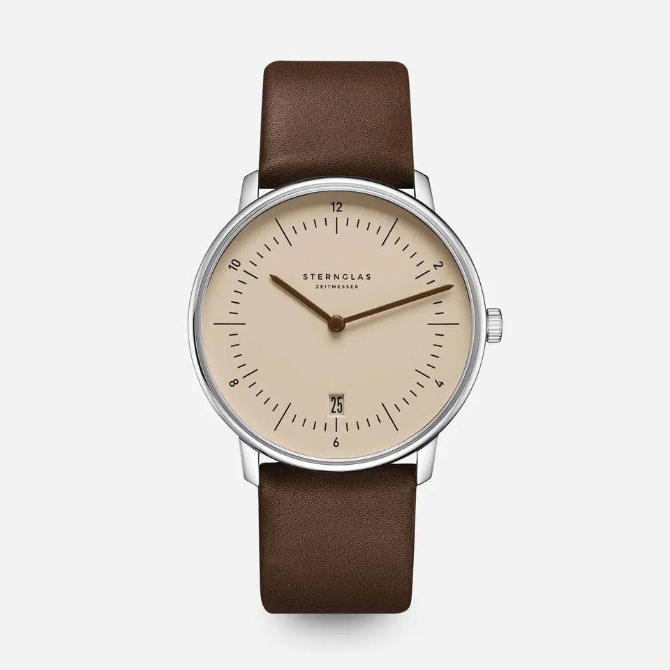 sternglas-naos-sandbraun-38-mm-quarzuhr-leder-unisex image 1