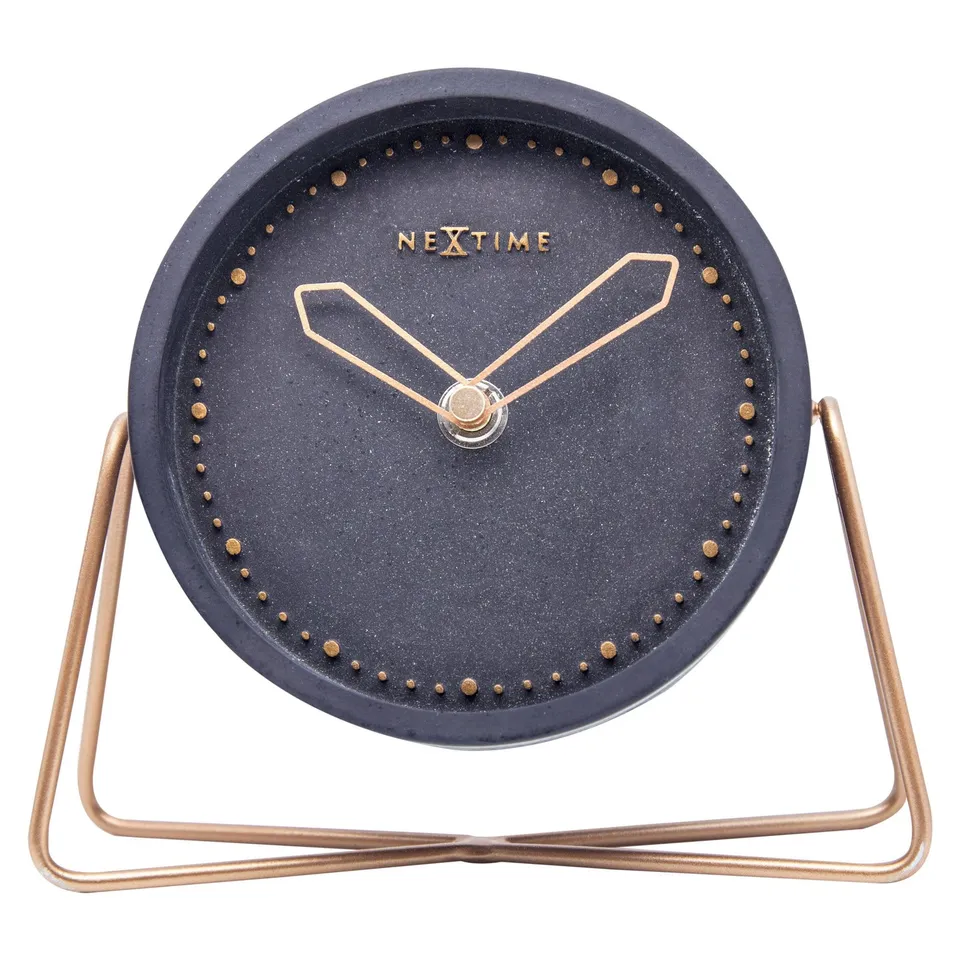 nextime-cross-table-tischuhr-17-5-x-15-5-cm-polyresin-schwarz-grau-kupfer image 1