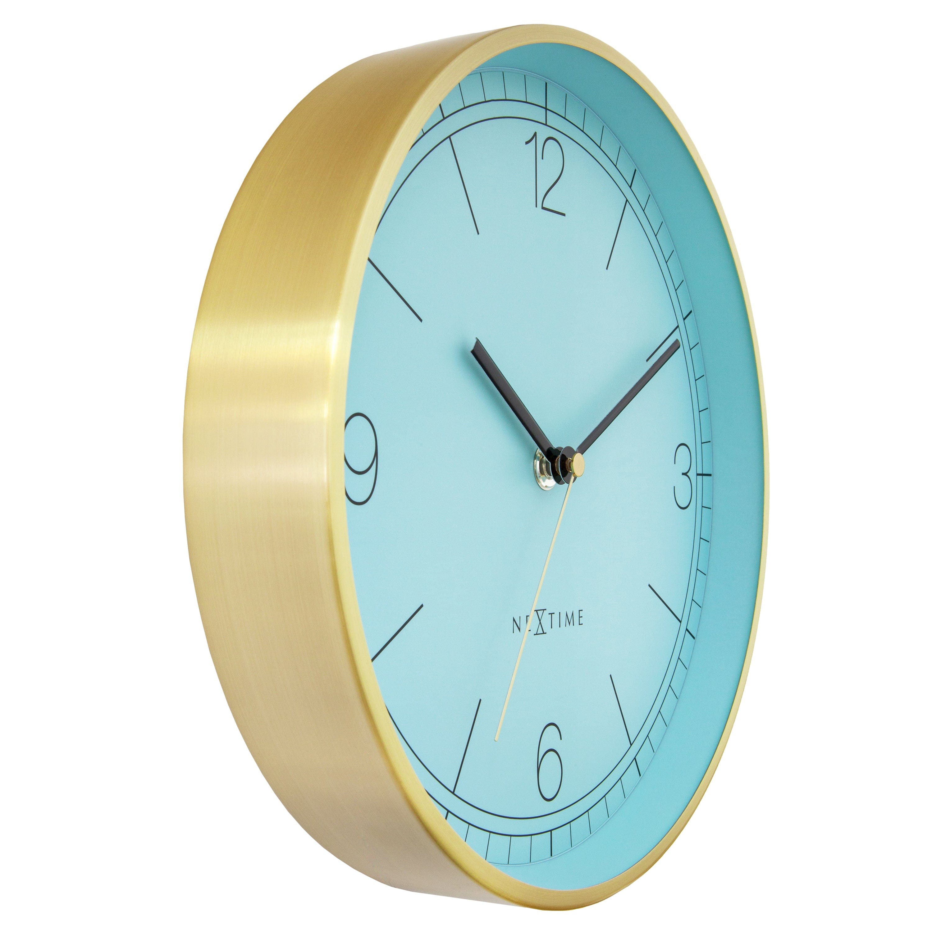 nextime-bolero-wanduhr-25-cm-leise-metall-gr-n-t-rkis-gold image 2