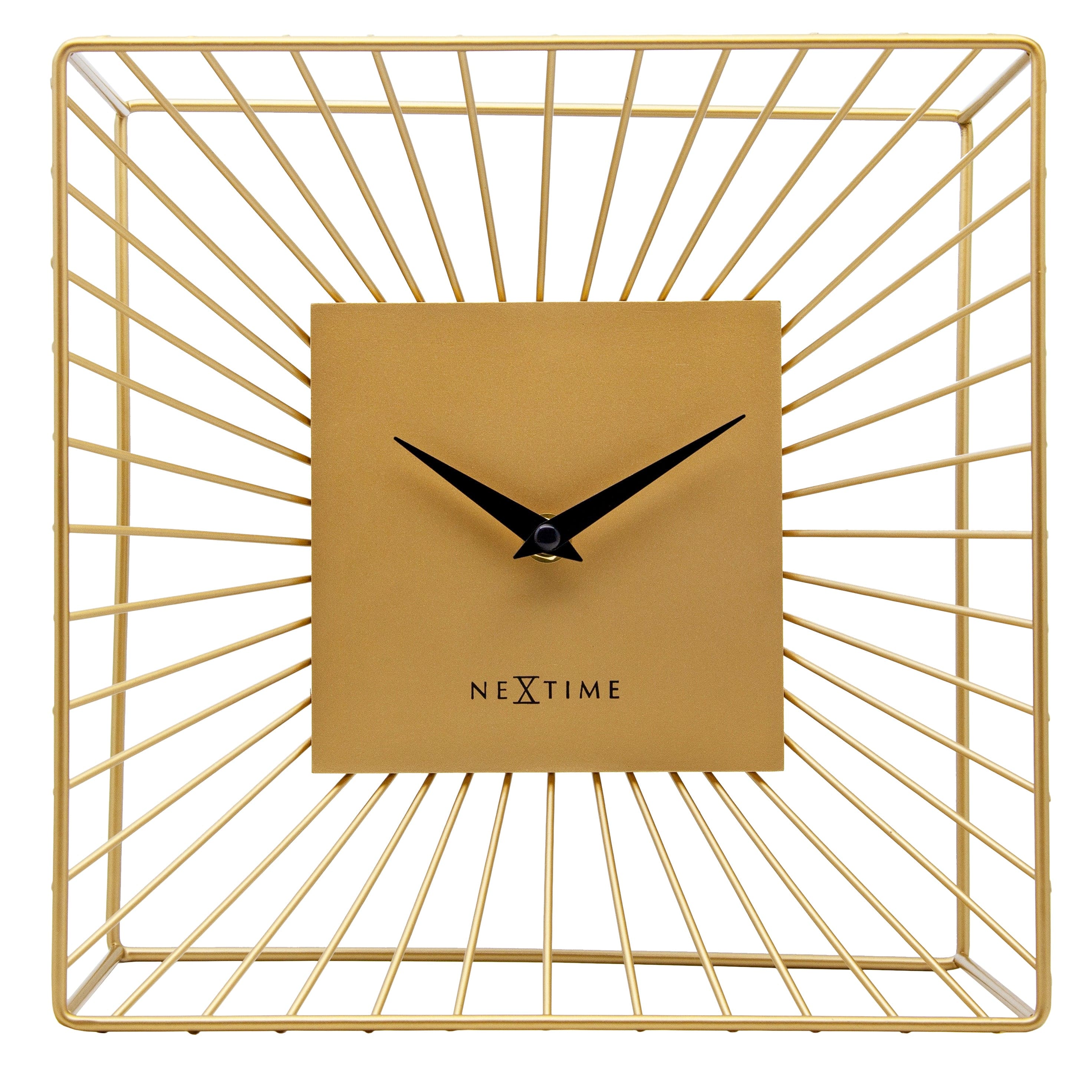 nextime-vasco-table-wand-tischuhr-25x25x12-cm-gold-metall image 1
