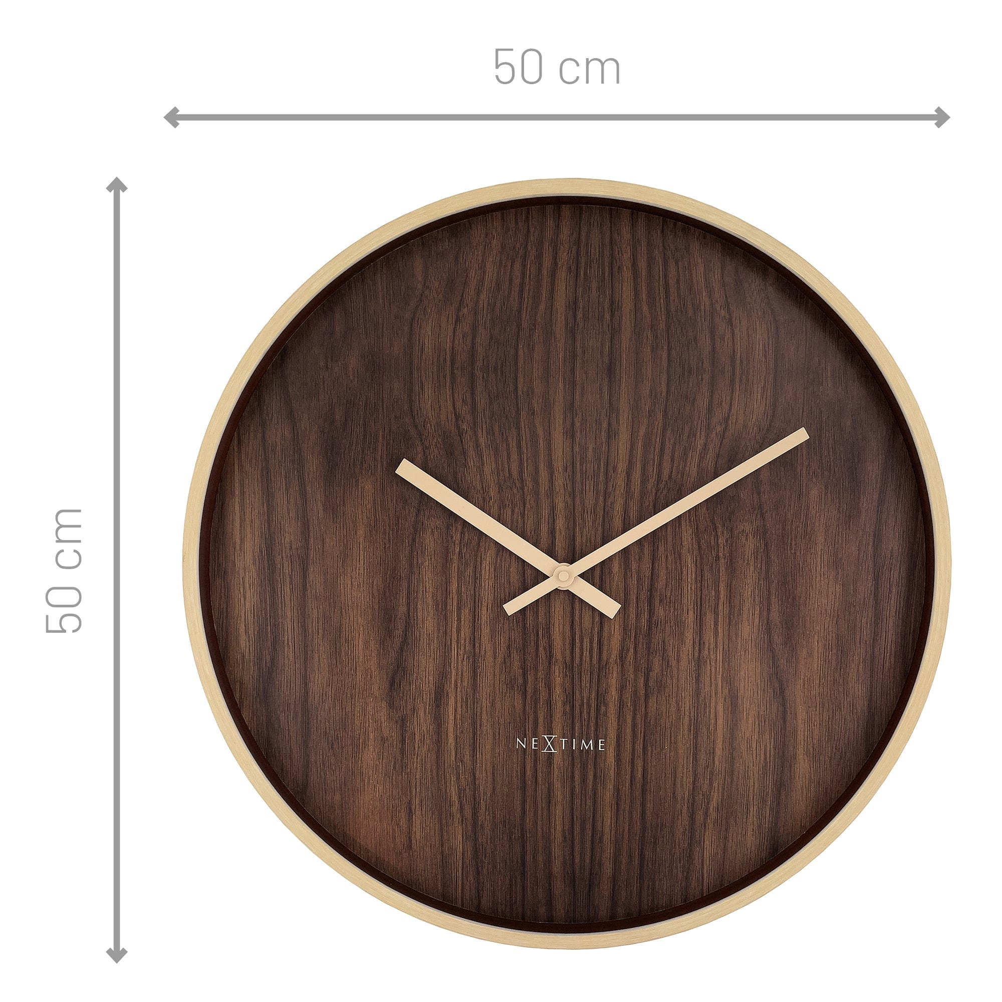 nextime-oslo-large-wanduhr-50-cm-leise-dunkelbraun-hellbraun-japandi-stil image 8