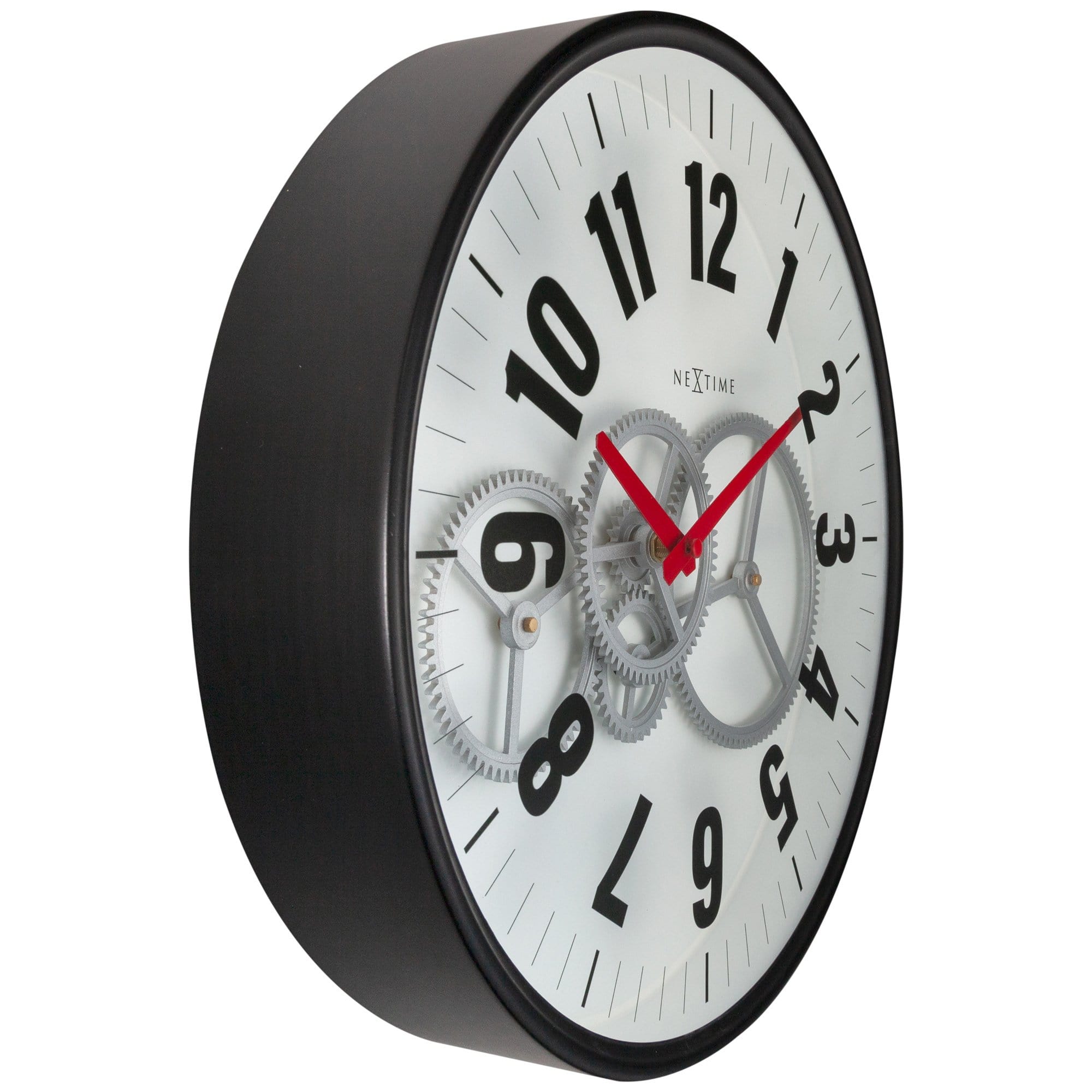 nextime-modern-gear-clock-36-cm-metall-glas-bewegliche-zahnr-der-wanduhr-schwarz image 2