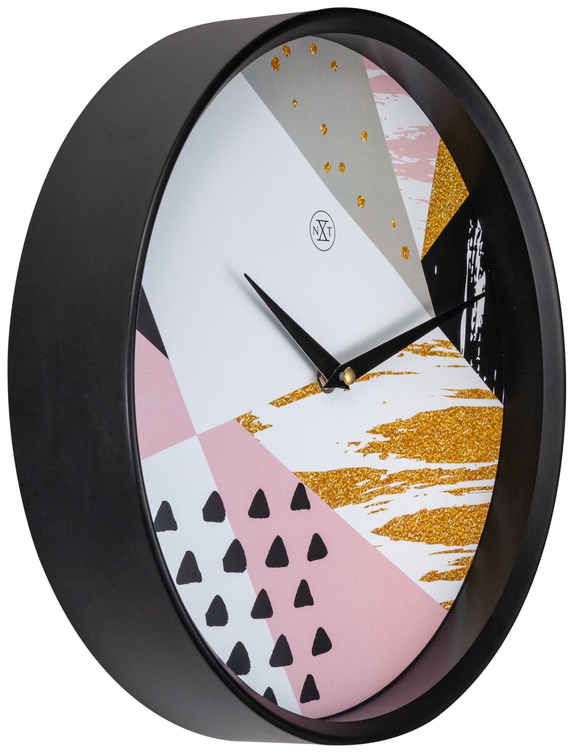 nextime-grace-wanduhr-30-cm-schwarz-kunststoff-lautlos-mit-trend-print image 2