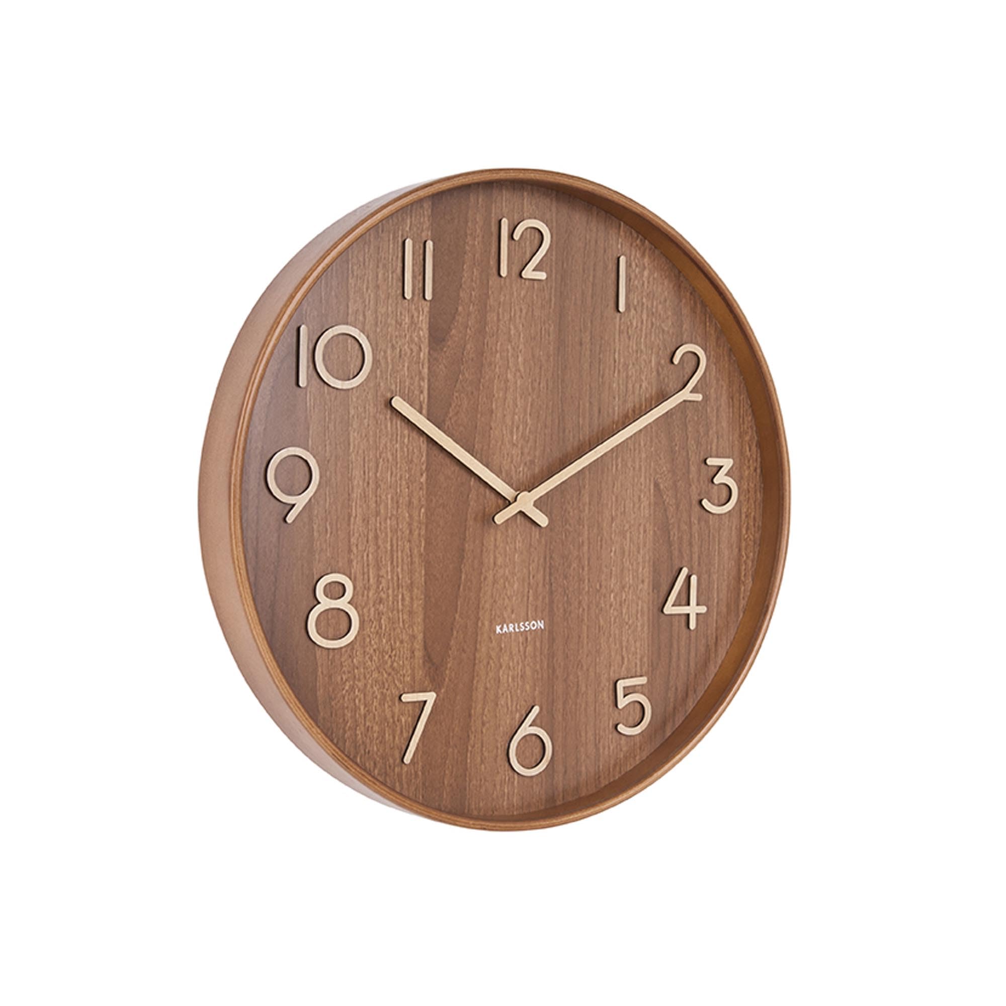 karlsson-pure-wanduhr-dunkel-60-cm-linde-natur image 1
