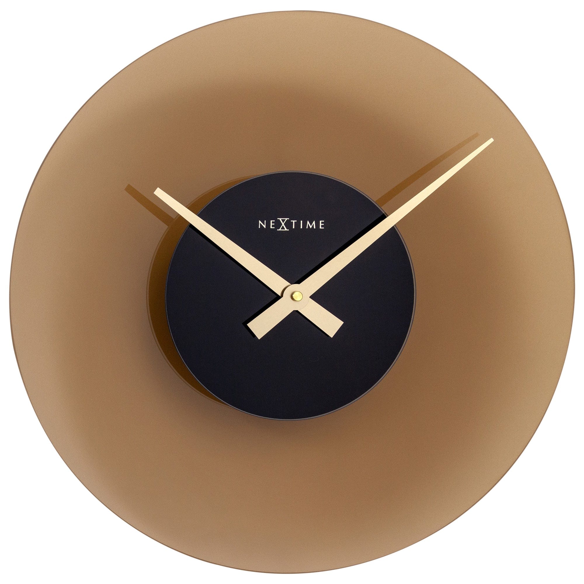 nextime-float-wanduhr-40-cm-silent-glasuhr-grau-brown-40-cm image 1