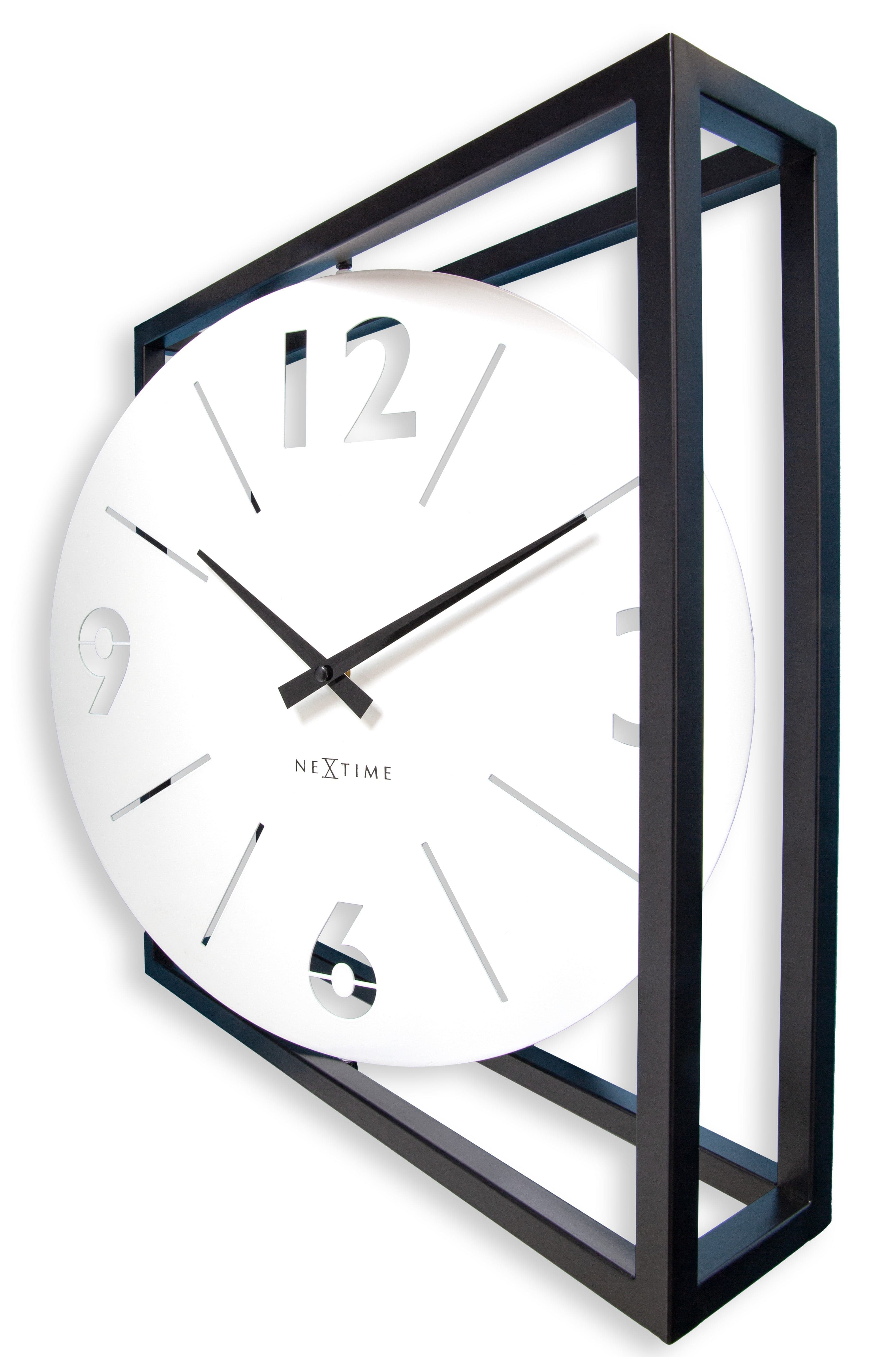 nextime-time-frame-tisch-wanduhr-40-x-40-x-9-5-cm-metall-schwarz-wei-drehbar image 7