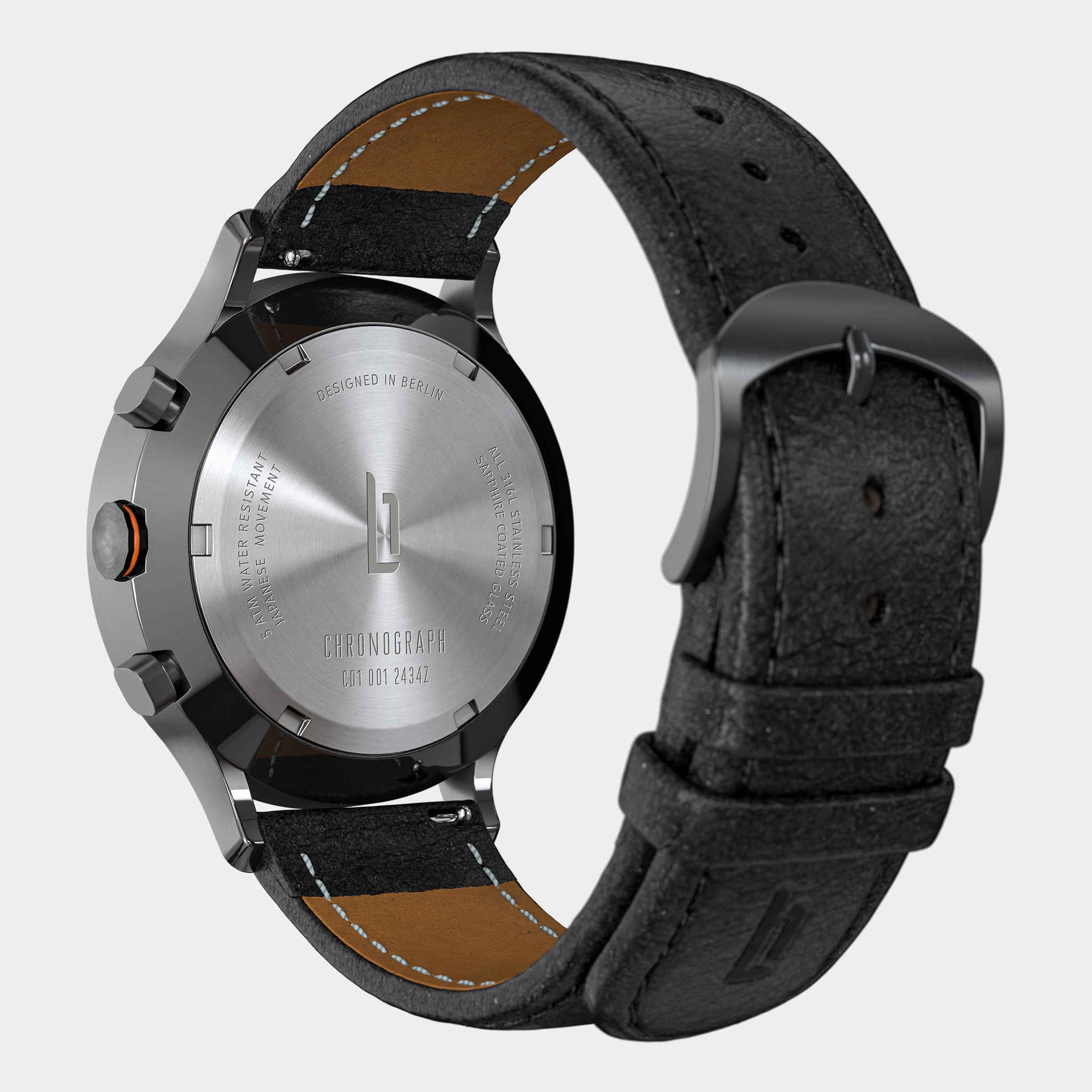lilienthal-berlin-chronograph-lp-dark-silver-orange-edelstahl-chronograph image 8