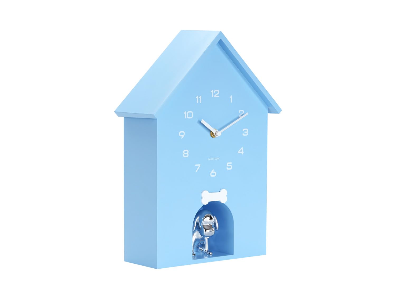 karlsson-dog-house-wanduhr-blau-24-9x9x27-cm-hundeh-tten-design-mit-kunststoff image 2