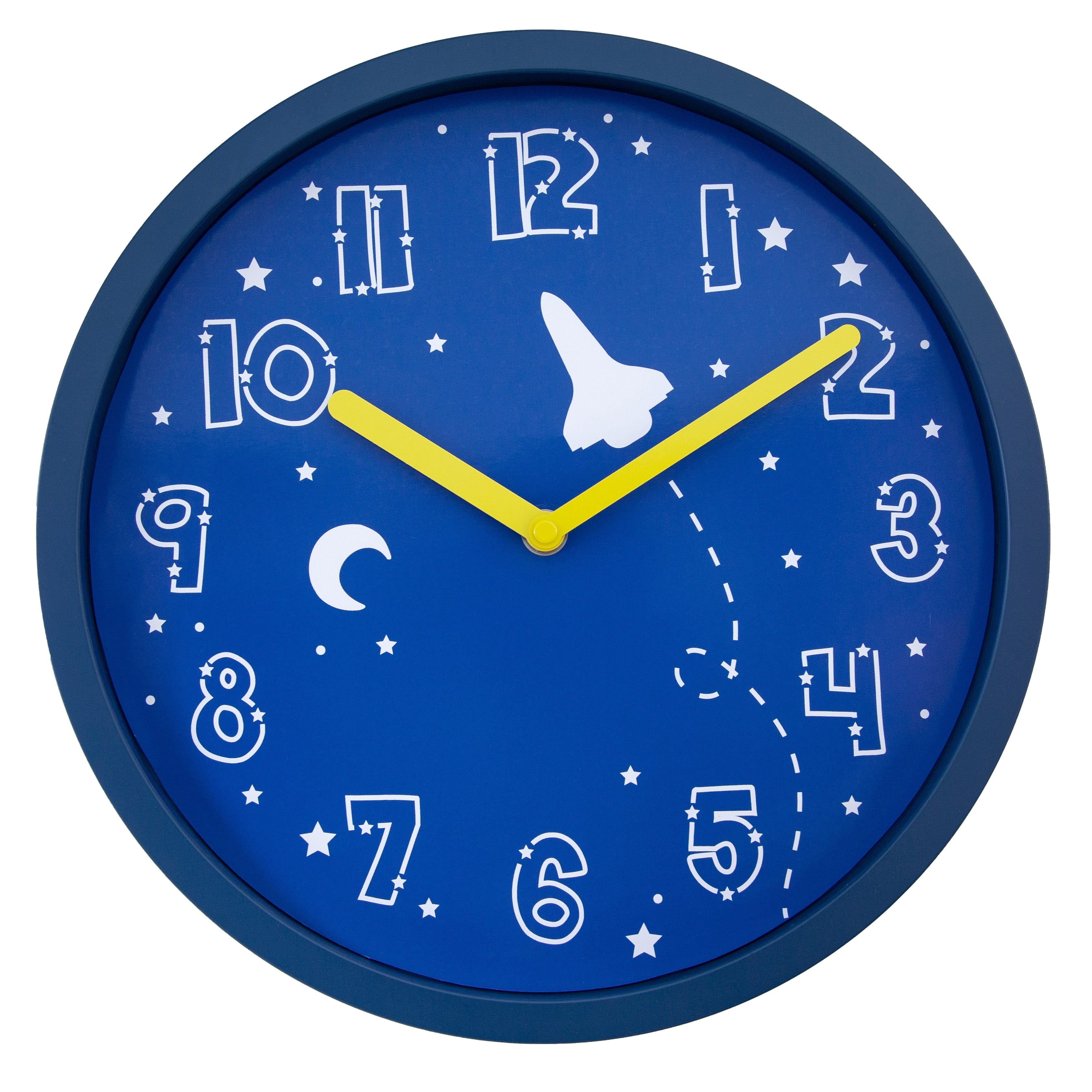 nextime-stellar-kinder-wanduhr-30-cm-weltraum-design-blau-kunststoff image 1