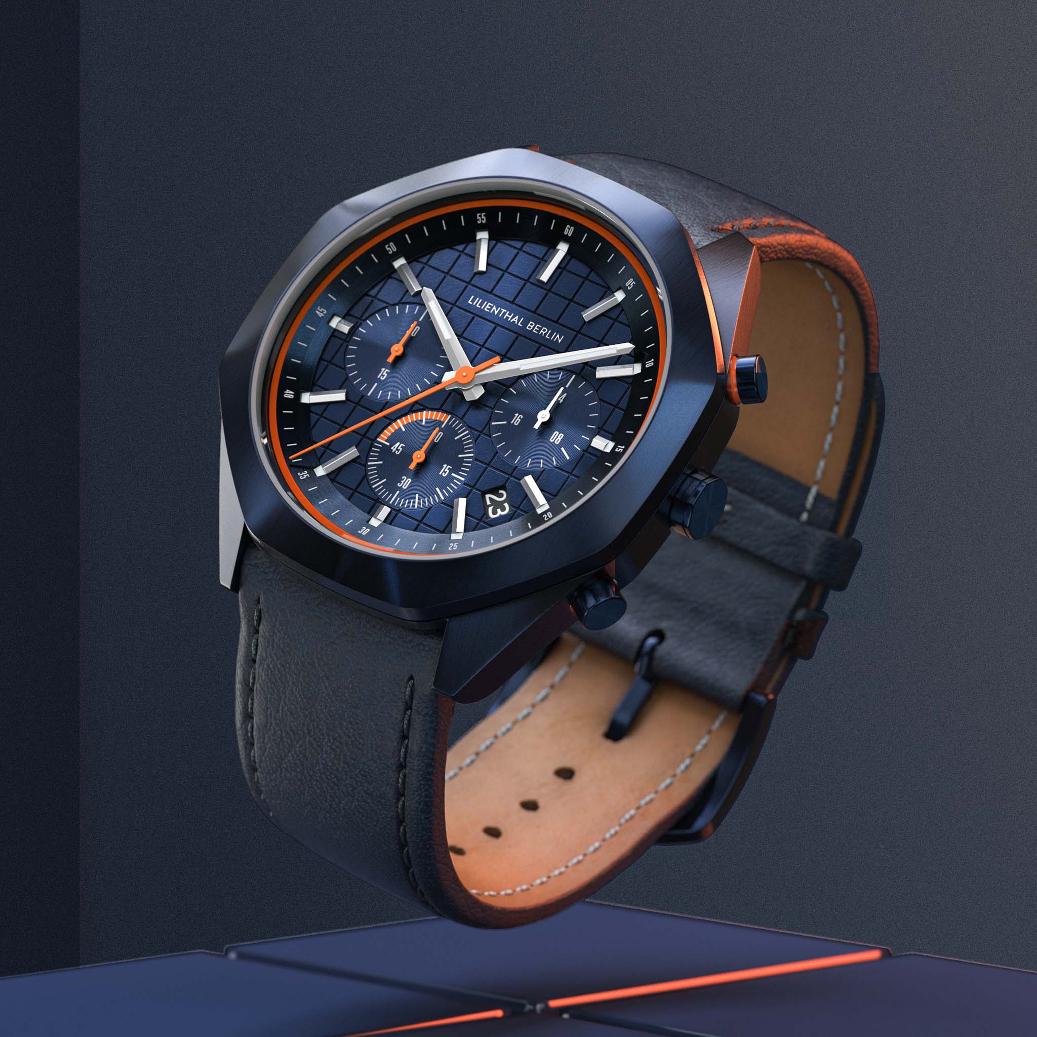 lilienthal-berlin-octachrono-blue-orange-chronograph-40-mm image 3
