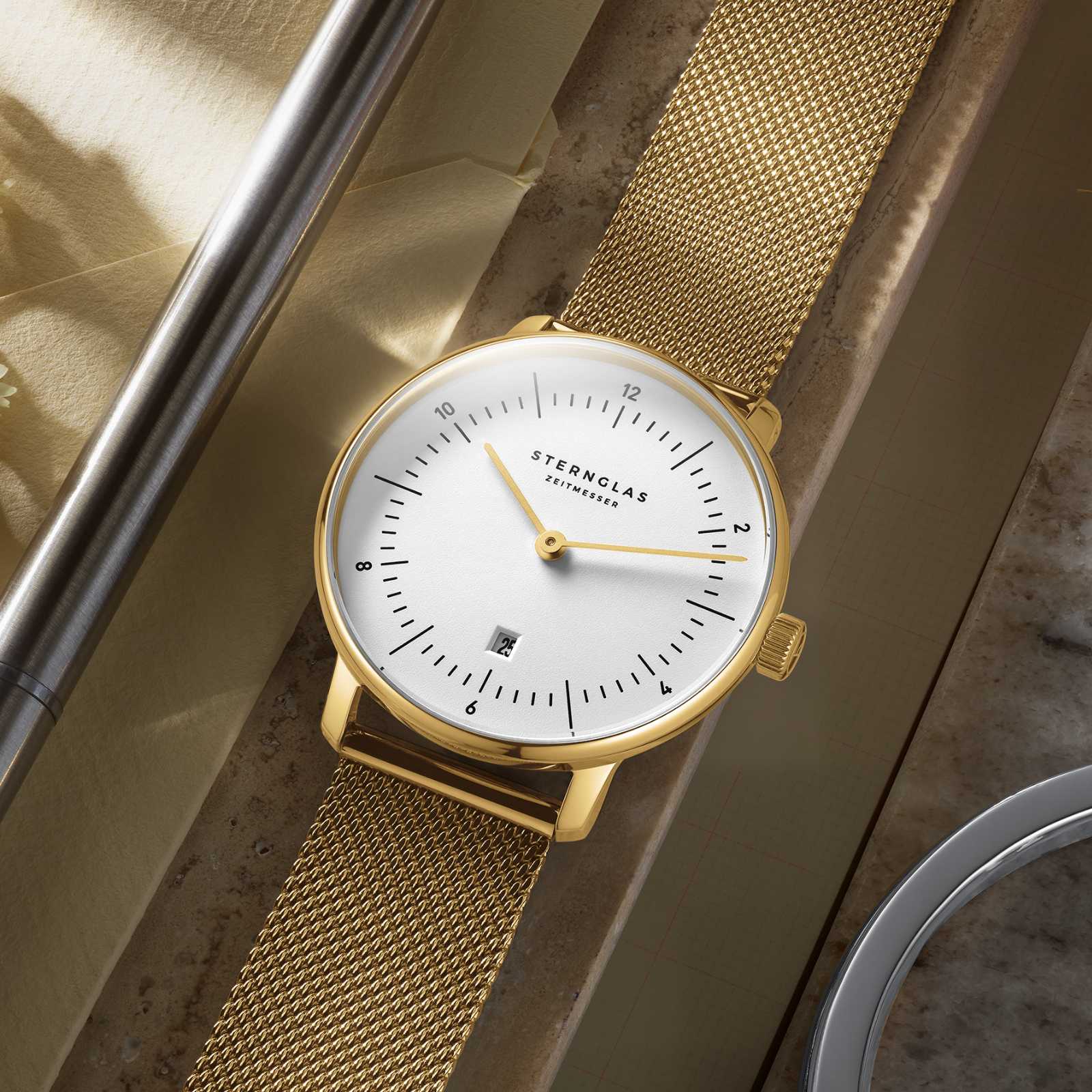 sternglas-naos-xs-damenuhr-33-mm-champagner-gold-edelstahl image 2