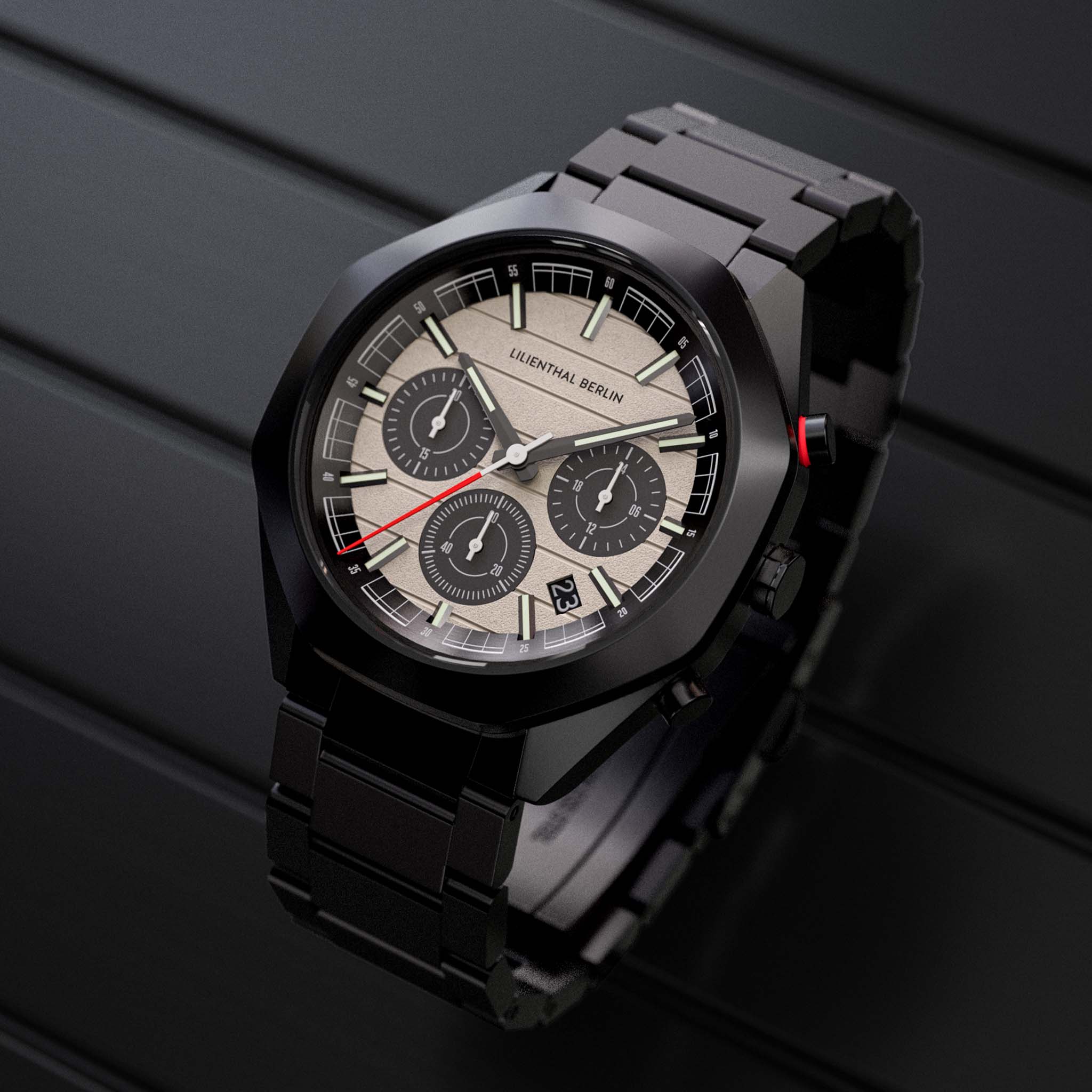 lilienthal-berlin-octachrono-black-sand-octagon-armbanduhr-mit-metallband image 3