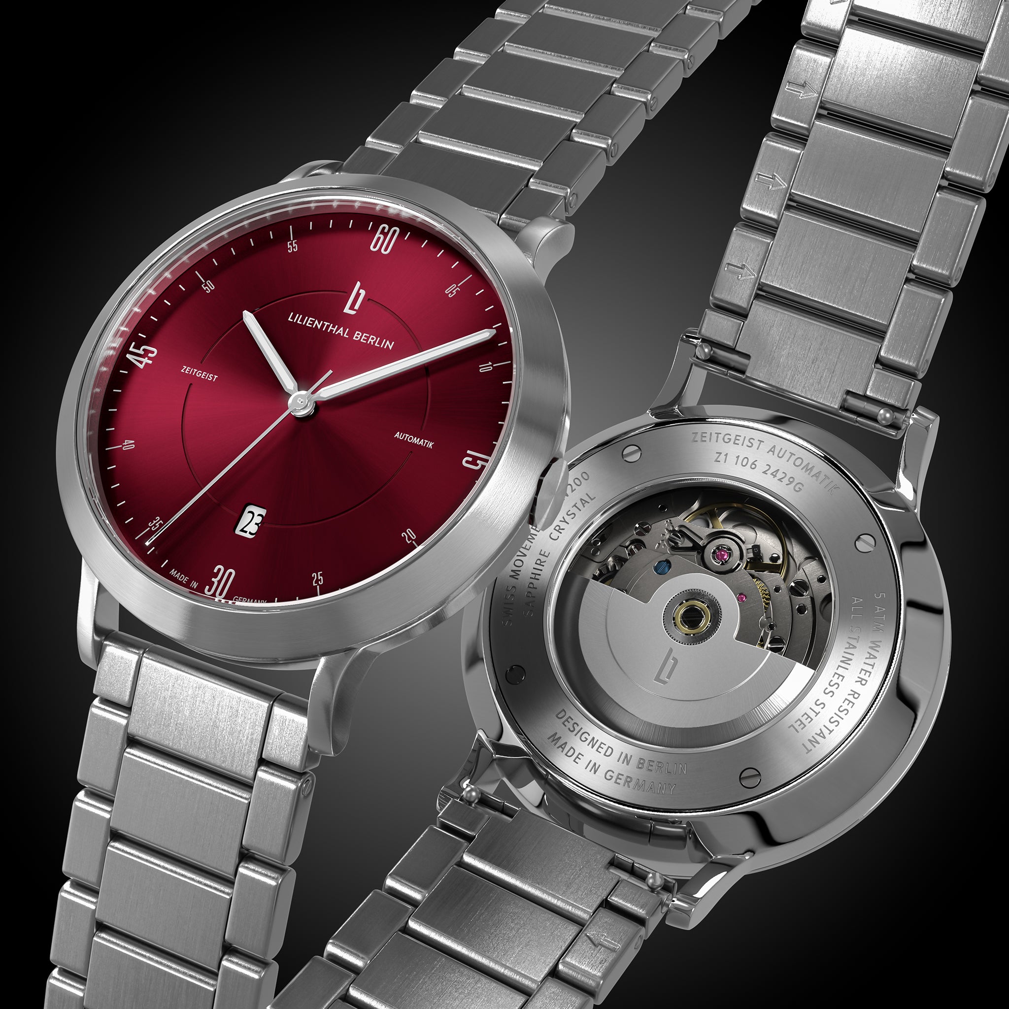 lilienthal-berlin-zeitgeist-automatik-uhr-silver-bordeaux image 3