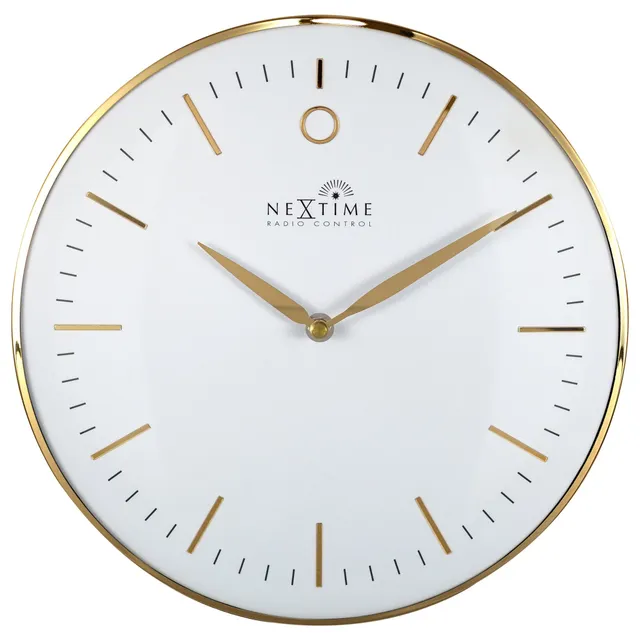 nextime-glamour-small-rcc-funk-wanduhr-30-cm-gold-wei-metall image 1