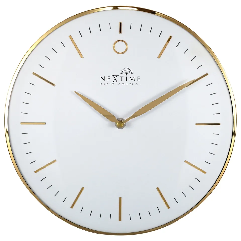 nextime-glamour-small-rcc-funk-wanduhr-30-cm-gold-wei-metall image 1