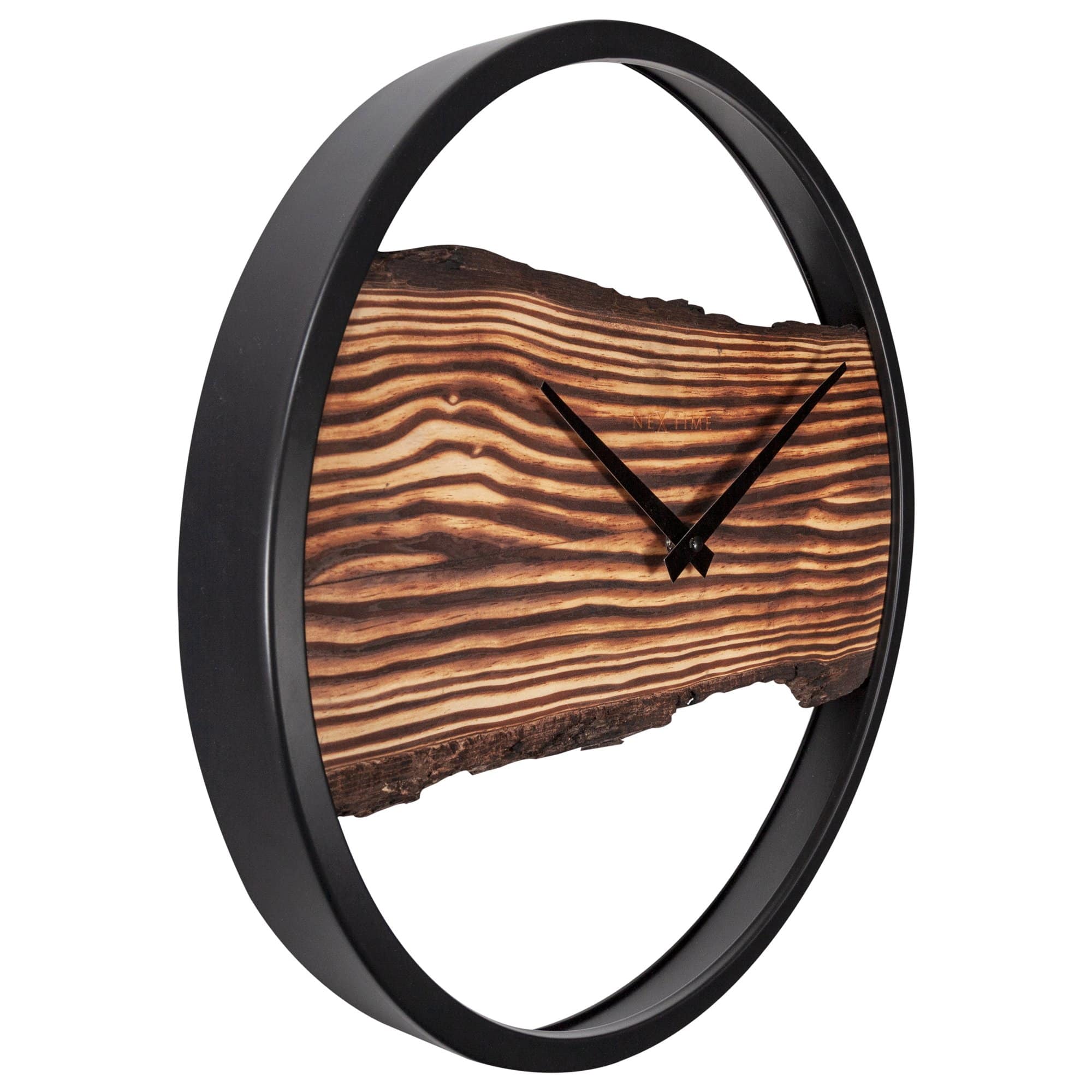 nextime-forest-holz-wanduhr-30-cm-holz-metall-schwarz-lautlos image 2