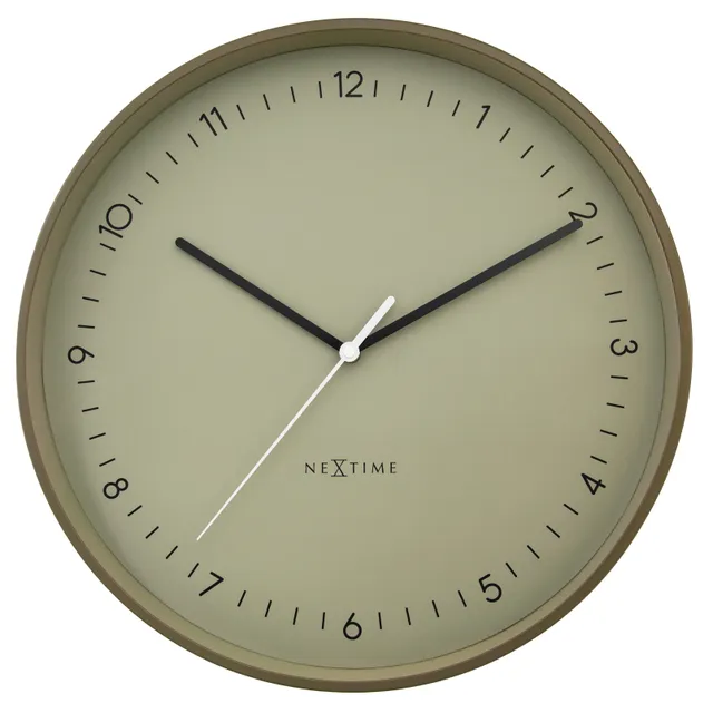 nextime-berlin-l-wanduhr-40-cm-metall-lautlos-khaki-lavendel-mint image 1