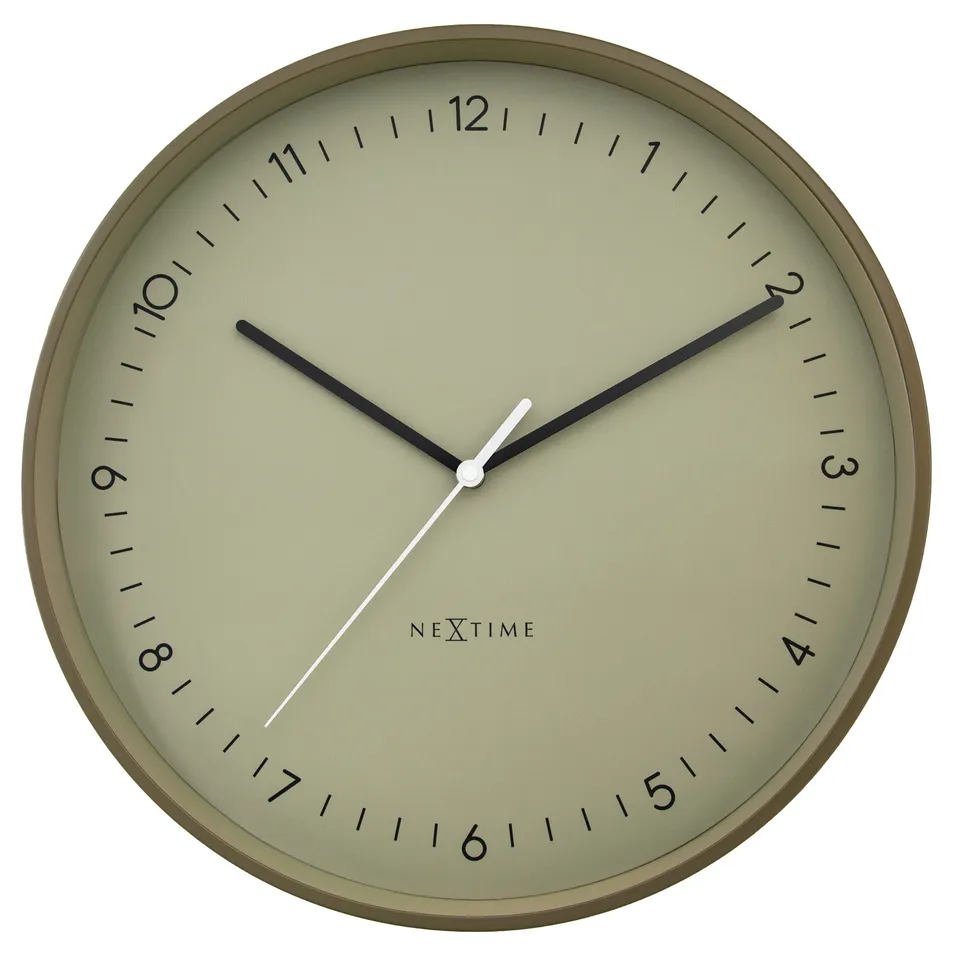 nextime-berlin-l-wanduhr-40-cm-metall-lautlos-khaki-lavendel-mint image 1
