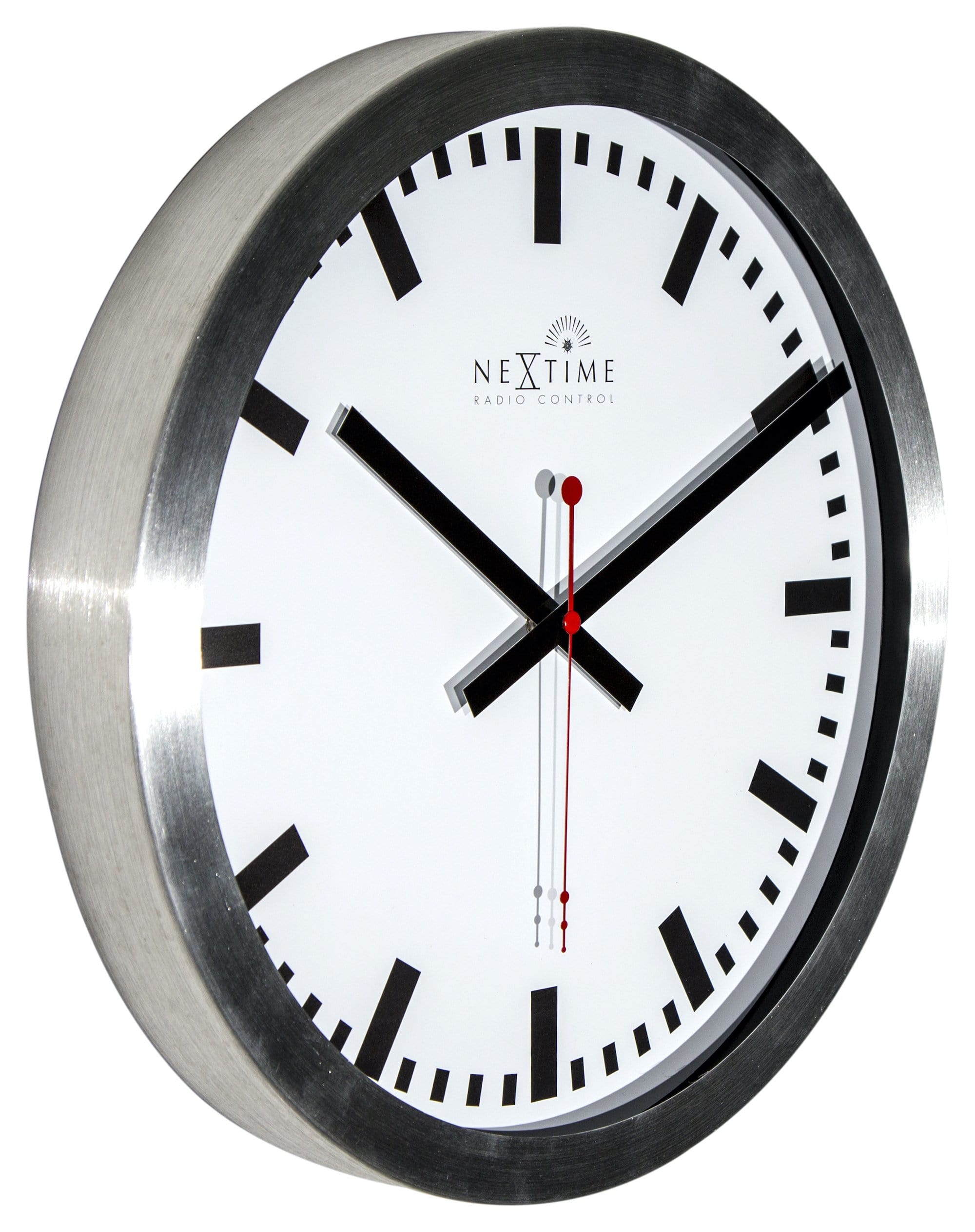 nextime-station-radio-controlled-stripe-wanduhr-35-cm-aluminium-wei image 2