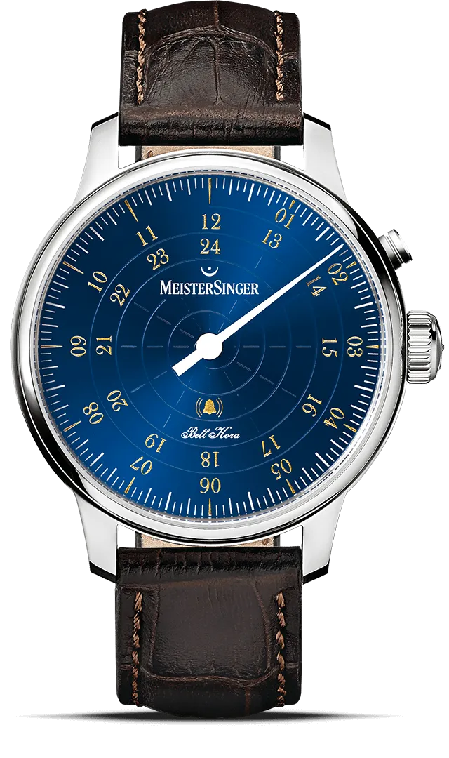 meistersinger-bell-hora-mittelblau-gold-einzeiger-armbanduhr image 1