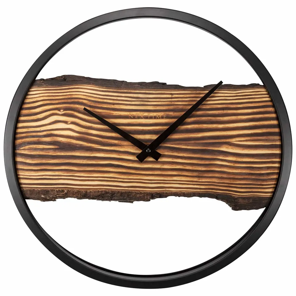 nextime-forest-holz-wanduhr-30-cm-holz-metall-schwarz-lautlos image 1