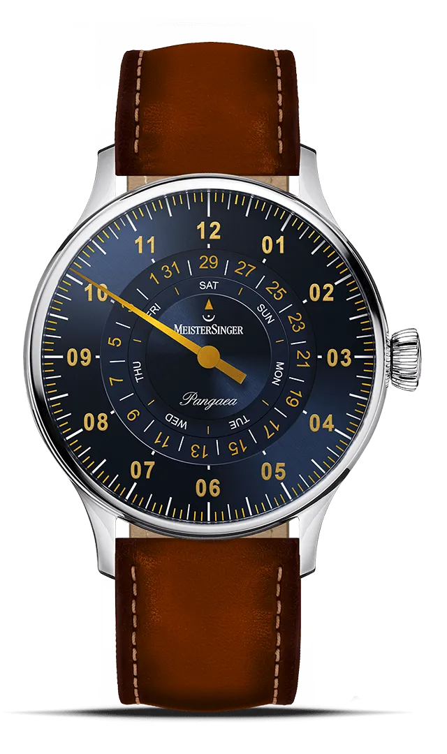 meistersinger-pangaea-day-date-einzeigeruhr-stahlblau-mit-gold image 1